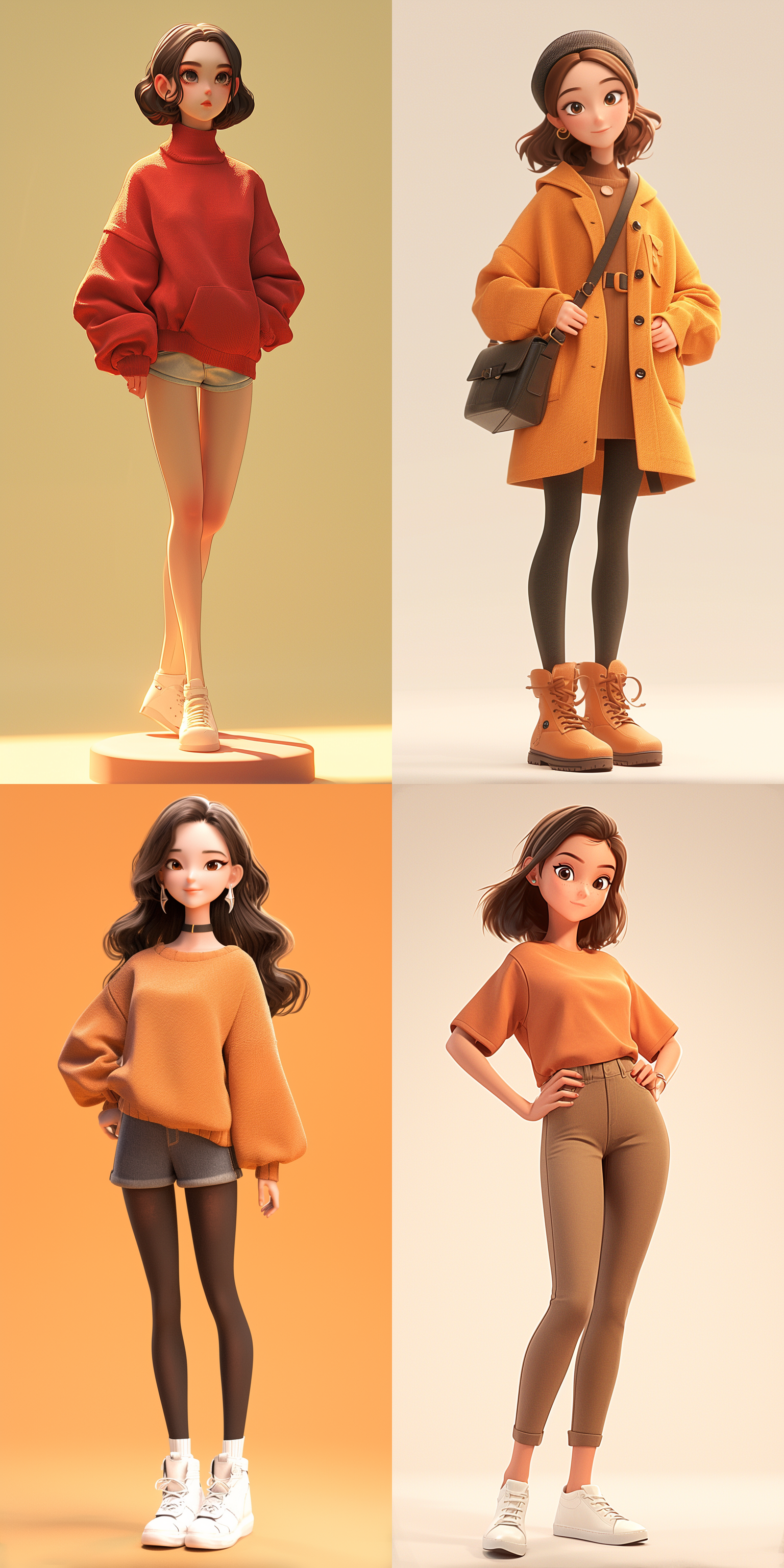 一个可爱的女孩，看着镜头，站得自然饱满，穿着衣服。高端自然配色，明亮和谐，可爱多彩，光线追踪，泡泡商城风格，设计简洁，ip盲盒形象，人物设计细节，有趣的人物设计，行为，海派，有机雕塑，c4d风格，卡通写实，图书插图风格，4k展示，背景为白色