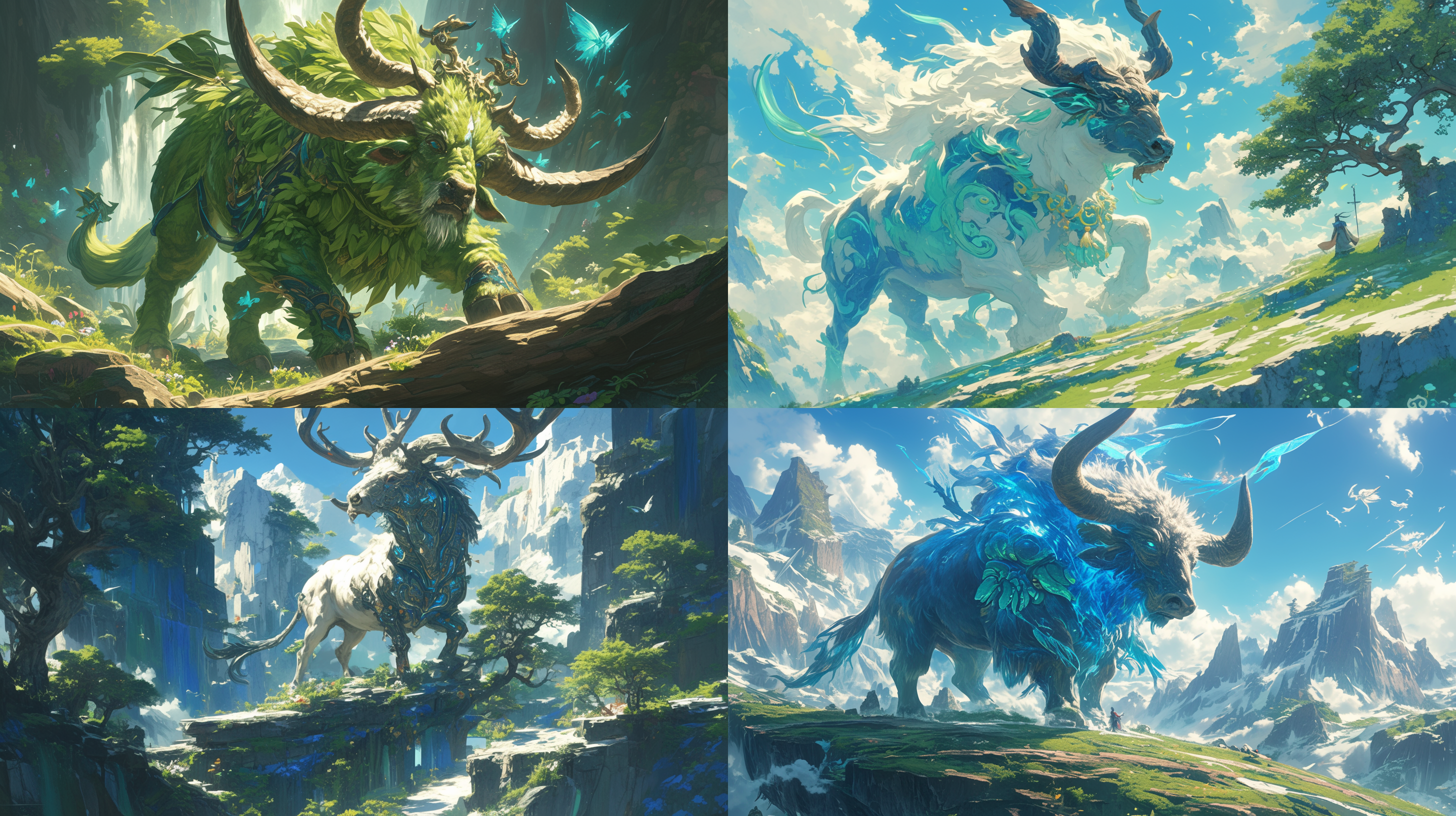 金玉山中有一种兽，形状如牛，却长有马尾，其鸣自叫。 名为精精。 是春天色的青牛哦