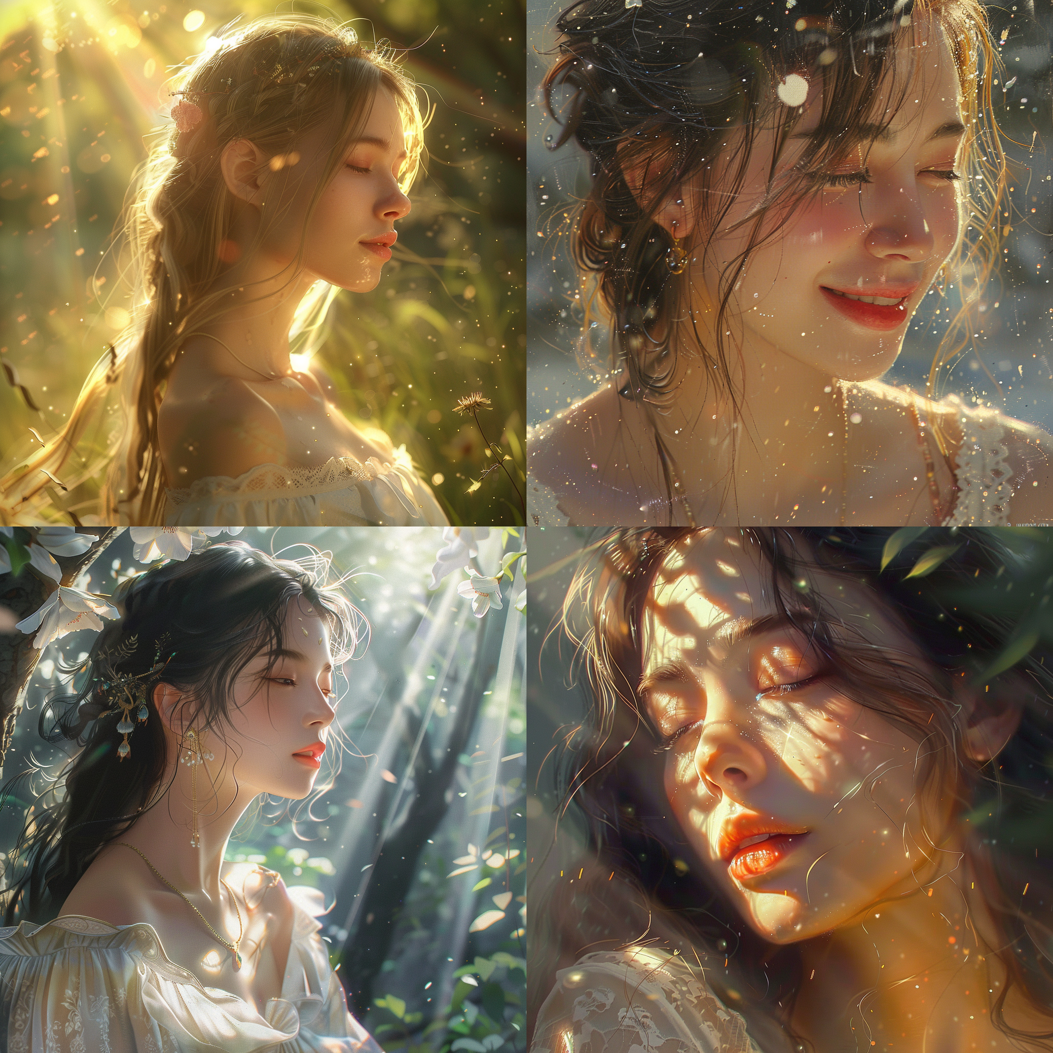 明亮的阳光洒在宜人的面孔上，8k壁纸质量，柔和的灯光，高分辨率，可爱，清晰的细节，自然风光，阳光倾泻，真实感:1，精致，杰作，超高清晰度，官方艺术，例证。