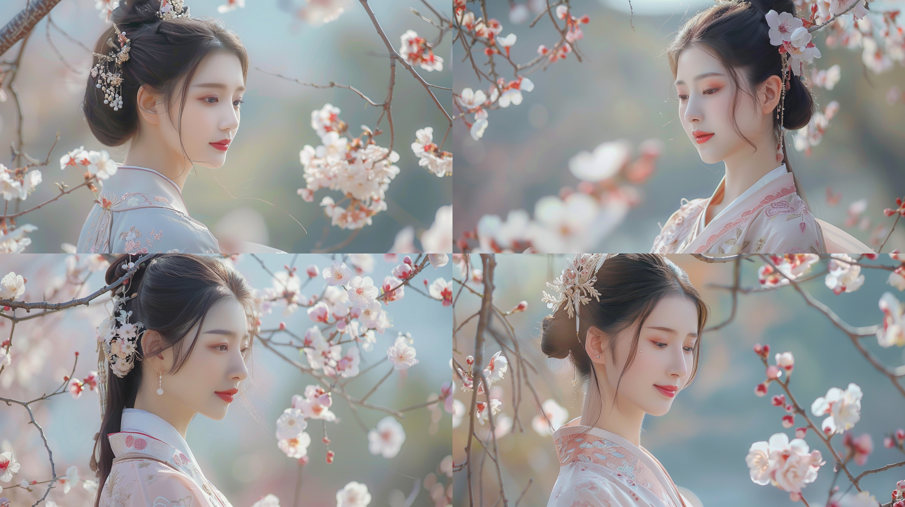 古风旗袍美女，柔和光影，真实皮肤质感，白色背景，传统服饰，端庄面容，经典色调，纹理细节，肖像摄影，自然肖像，端庄优雅，中国传统。超高清