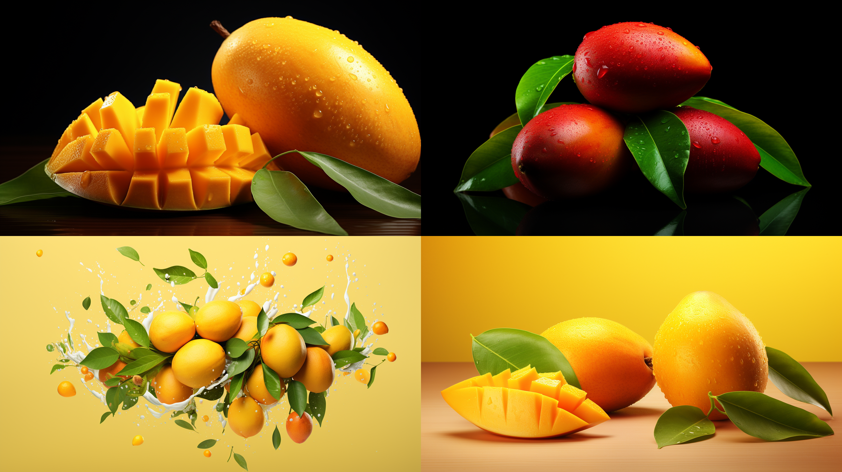 芒果，水果主题，圆形布局，鲜艳色彩，超高清，8k，简约设计，细节丰富，立体感，饱满果实，清晰图像。