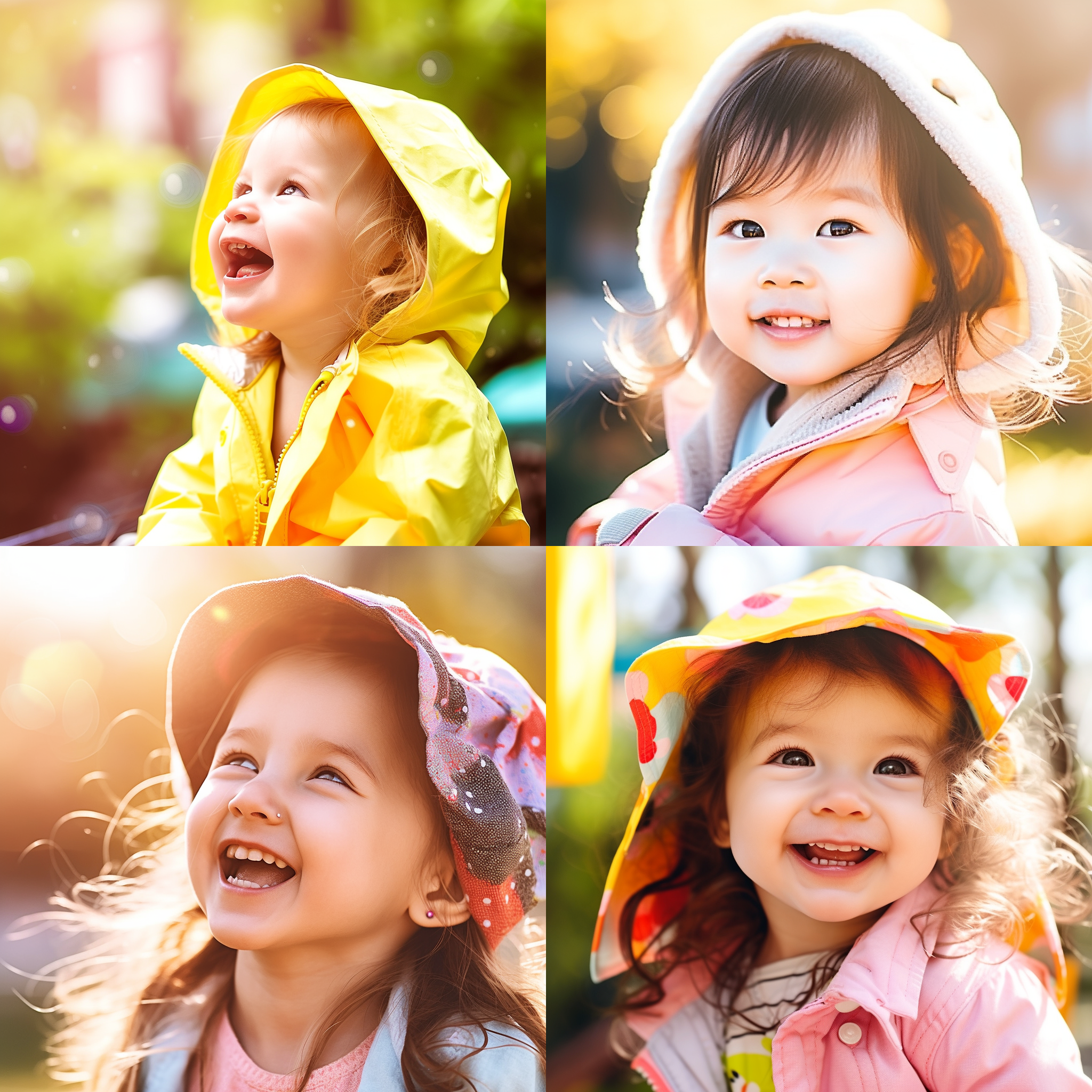 可爱小女孩笑脸，阳光明媚，正面构图，清晰聚焦，未来主题，科幻风格，明亮色彩，柔和光线，长焦镜头，欢快动作，希望，活力。