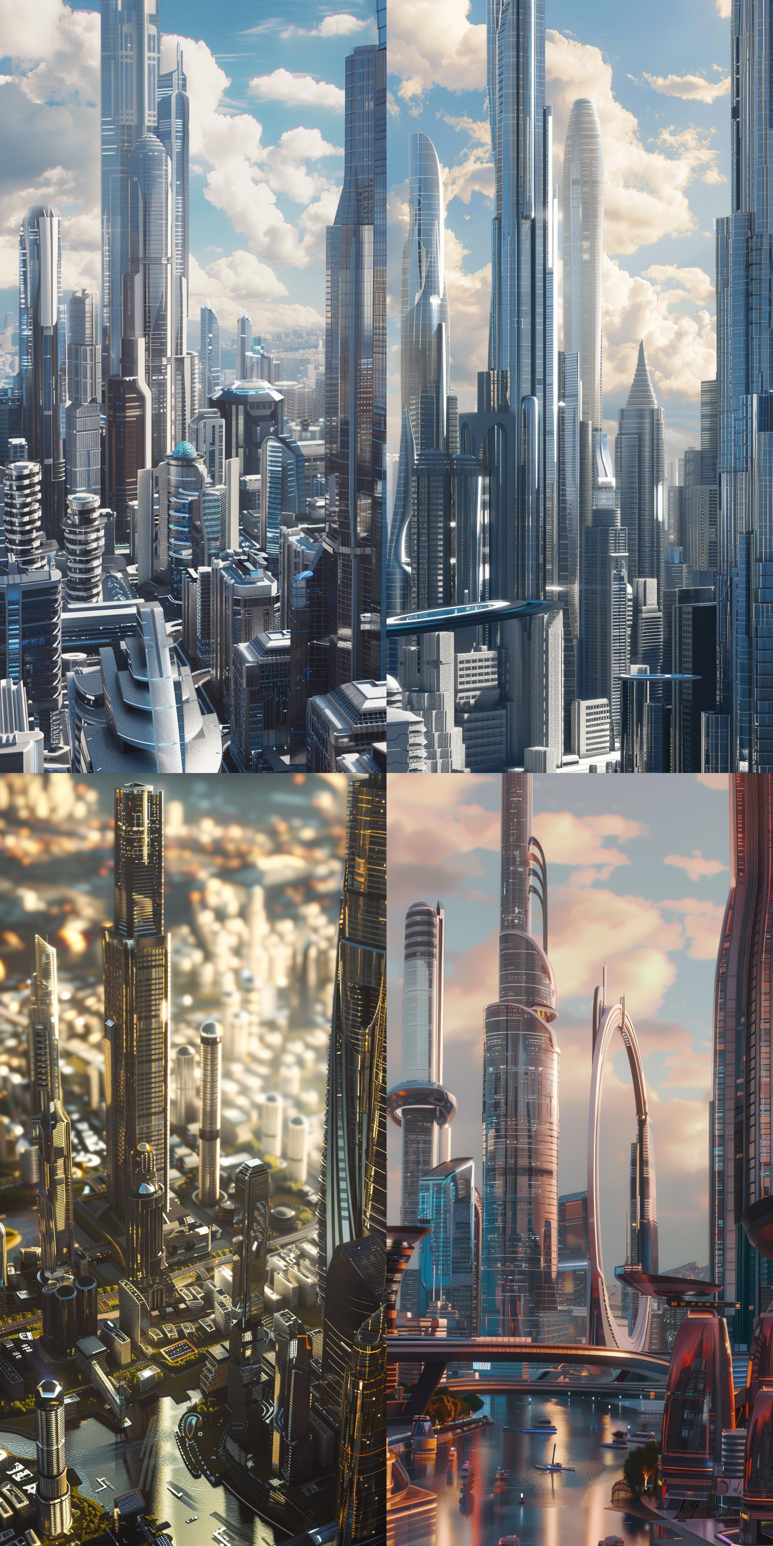 1000年后的大都市，8k，有超过200层的高楼，高清摄影，科技风格，白天，正常视角，高科技