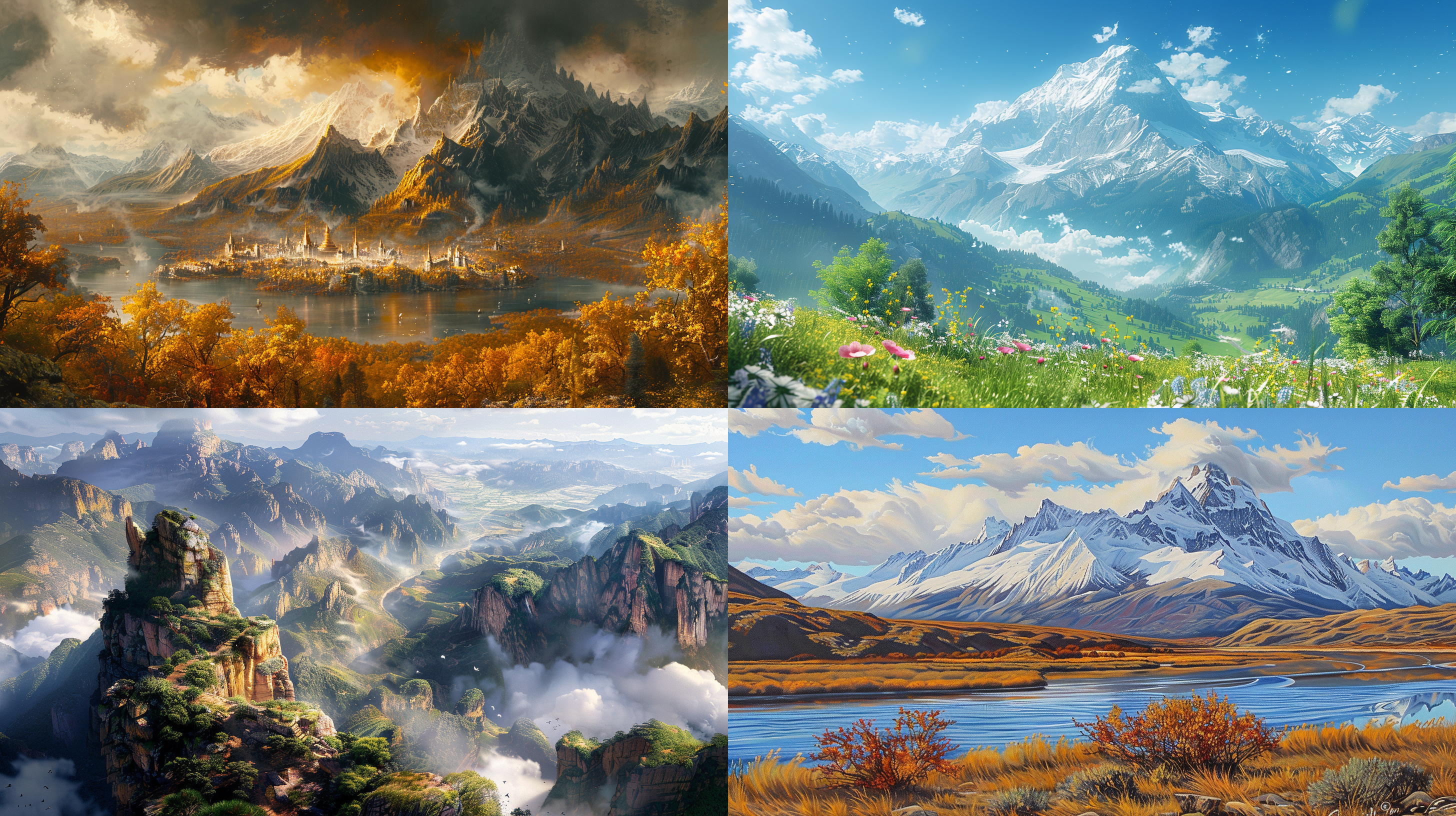 maticulous painting,a majestic and magnificent mountains,winding and twisting,multi-layerea details,classical commerical.