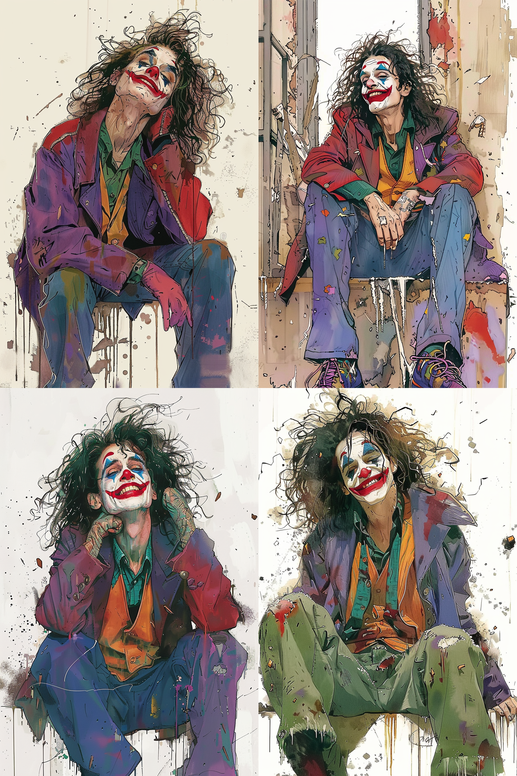 portrait of a joker, by yumihiko amano, inspired by steve hanks, greta thunberg smiling, style of conrad roset, elaine benes, season 3 (1997 ), comicbook art, beautiful random images, smirking deviously, discord profile picture, 90s, graffiti, james jean aesthetic, dc marvel fashion, gonzo