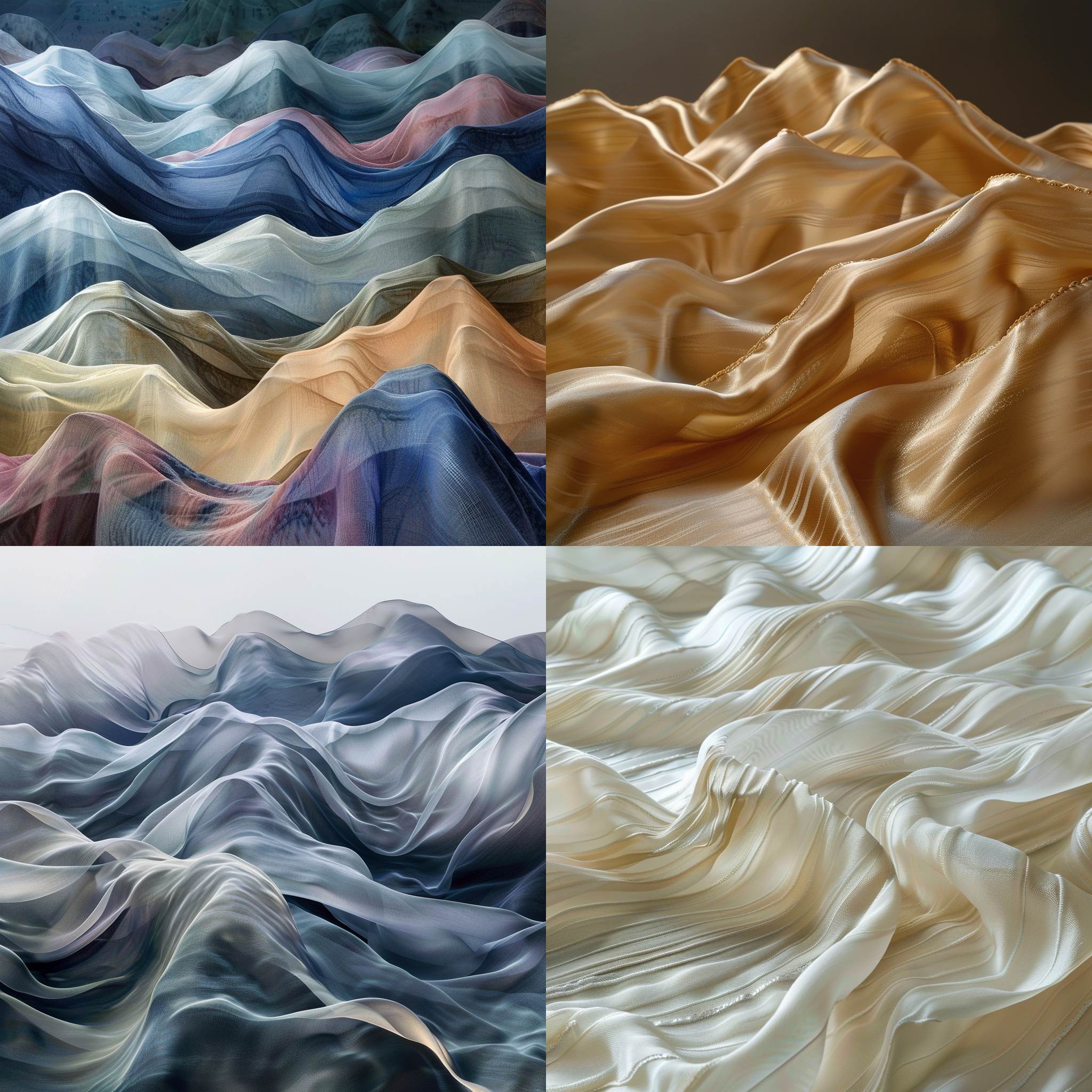 丝绸化成起伏的山脉