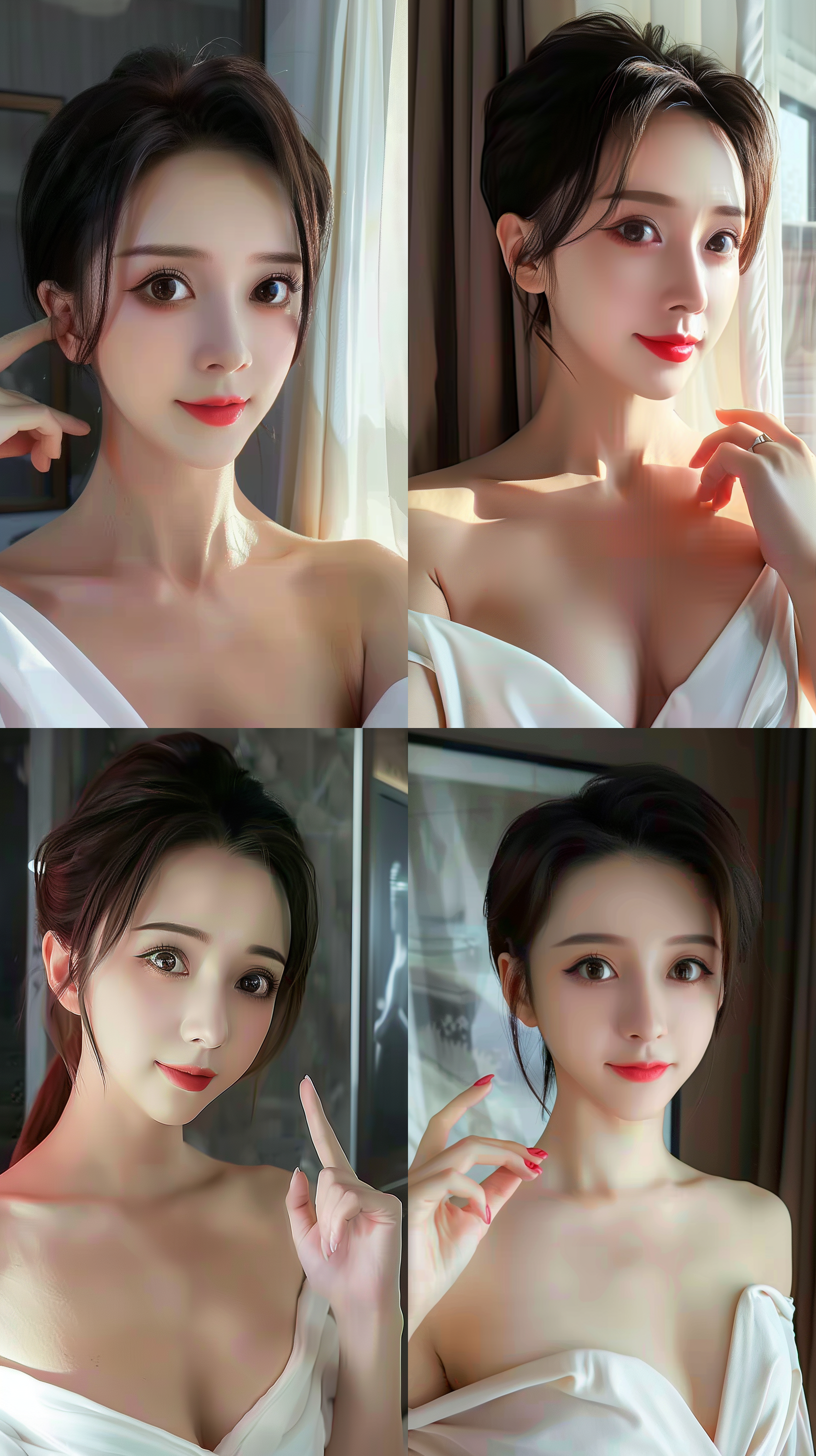 40岁风情美女，微胖型，短发白衬衣，半身照，细节清晰，暖色调，肖像镜头，自然光，端庄优雅，神秘，丰满，精致五官。 立体写真真人感，高清晰度，色彩饱满，柔和。