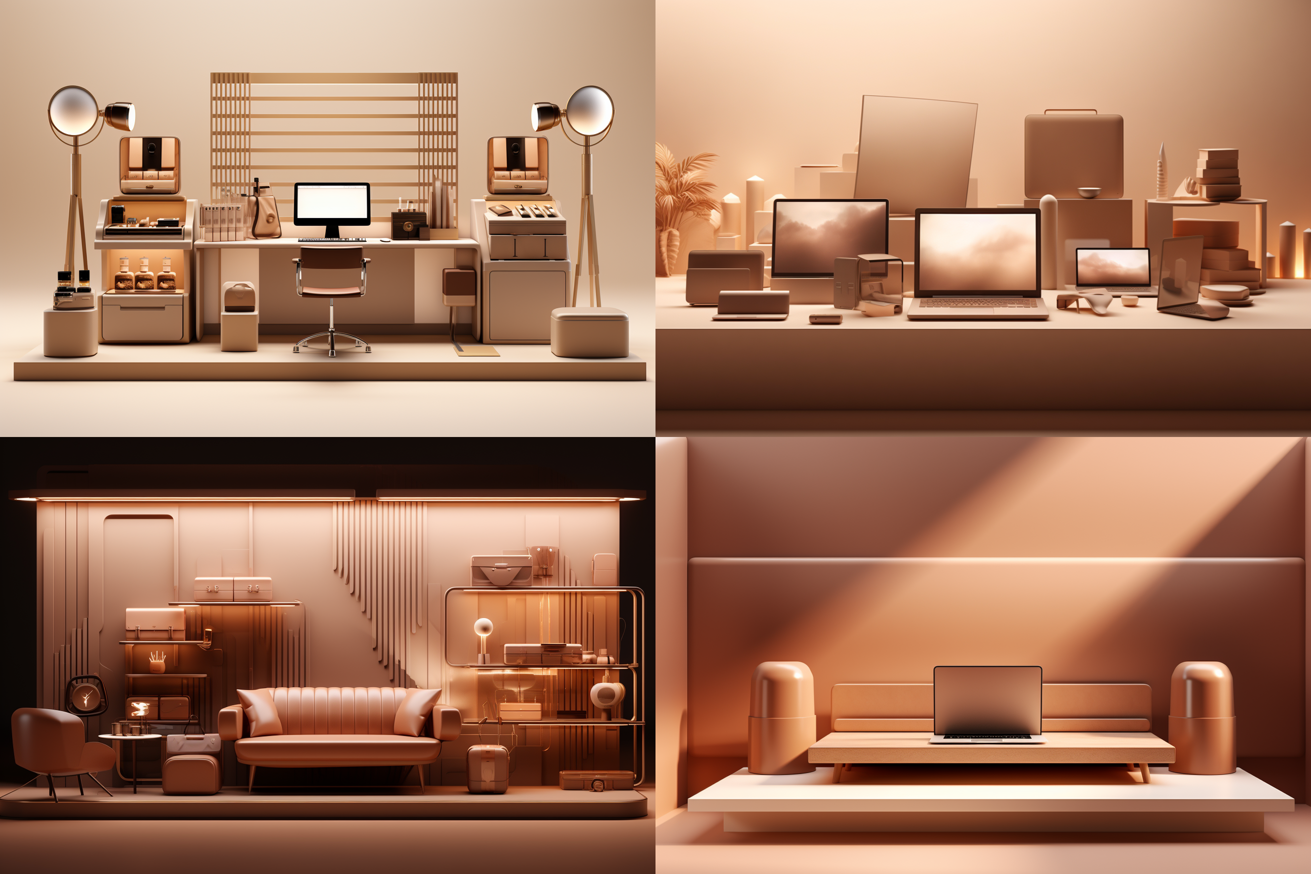 浅棕色、摩卡色电商背景，展台，油墨风格。简约风格，极简背景，干净光影，高清分辨率，超细节，3d c4d，blender软件，超高清3d渲染、霓虹灯 波普艺术 日记本风格