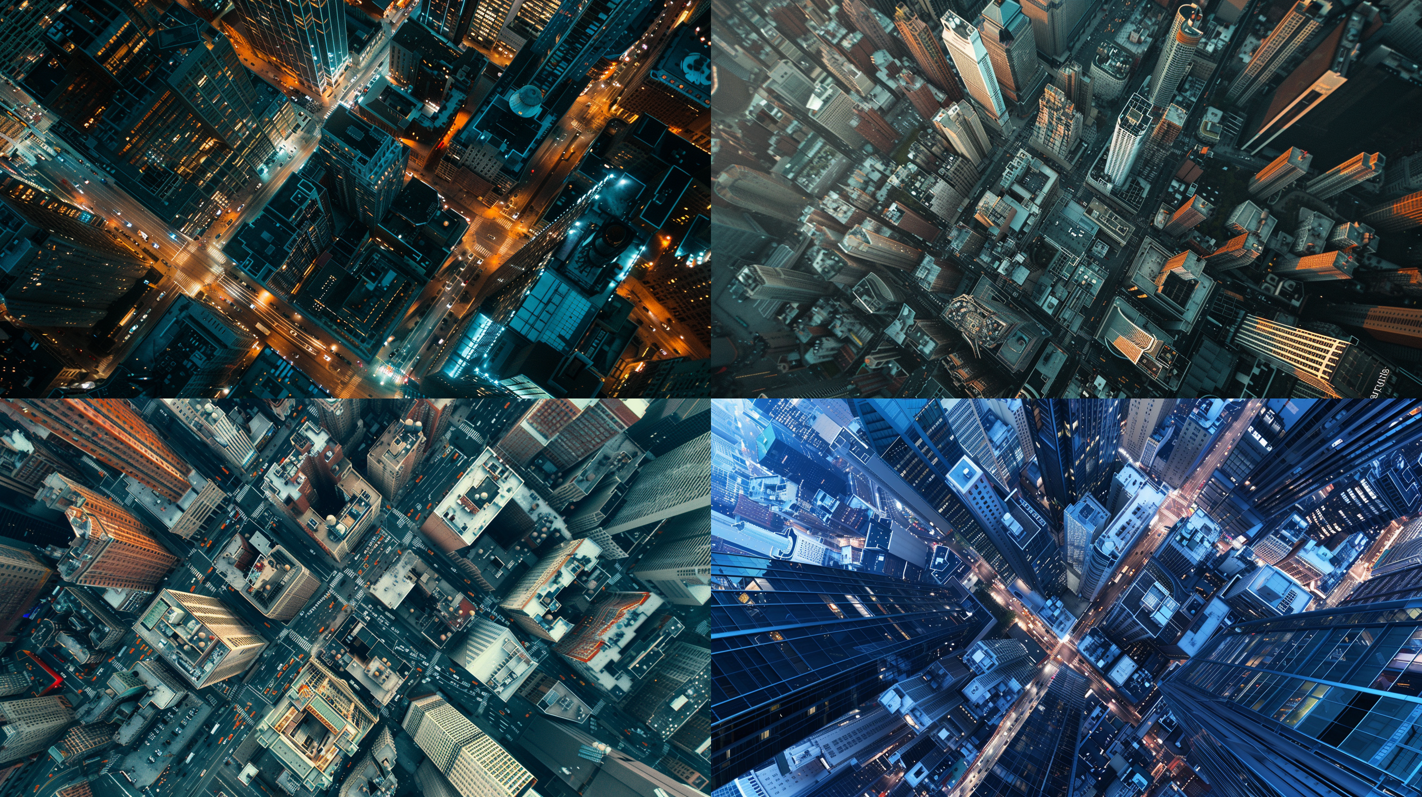 科技城市，俯视角度，广角，天空飞机