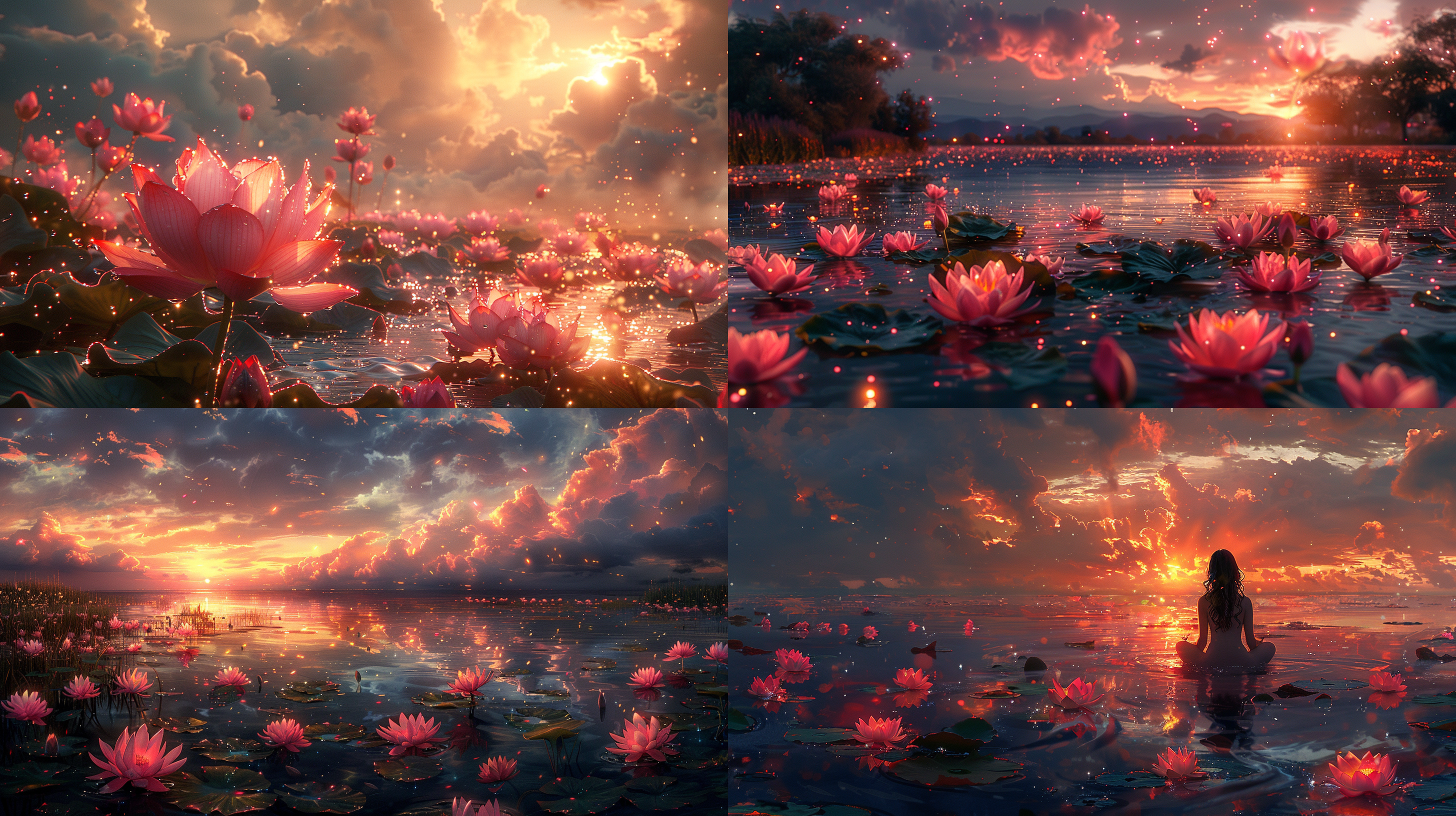 a beautiful painting of summer,ultra-wide field ,underwater,cloudy,candy,lotus,starry night,light effect,3d,by thomas kinkade,trending on cgsociety,soft light,fairy tale, dreamy, high-definition picture, 8k ,hd