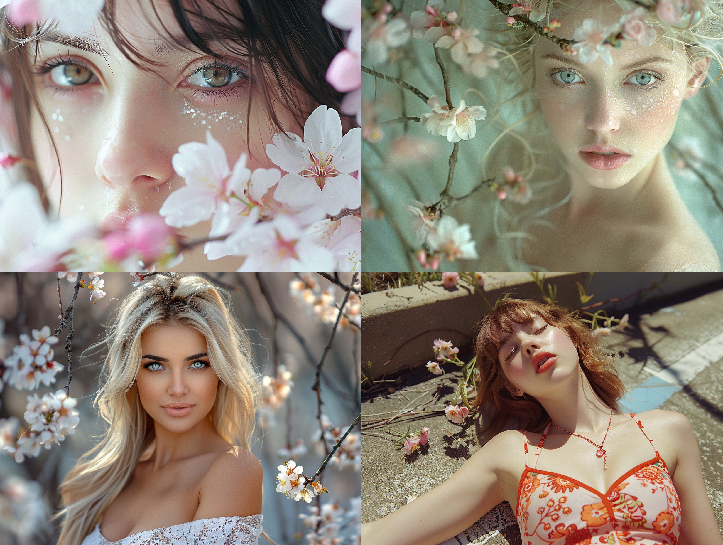 20岁女孩桃花树下眺望，手捧花，惨白皮肤，思念，凄美，期待，近景，特写，胸像，美到极致，户外场景，小森林，景深，大光圈，摄影质感，商业摄影，疯狂的细节，超高清，8k画质。