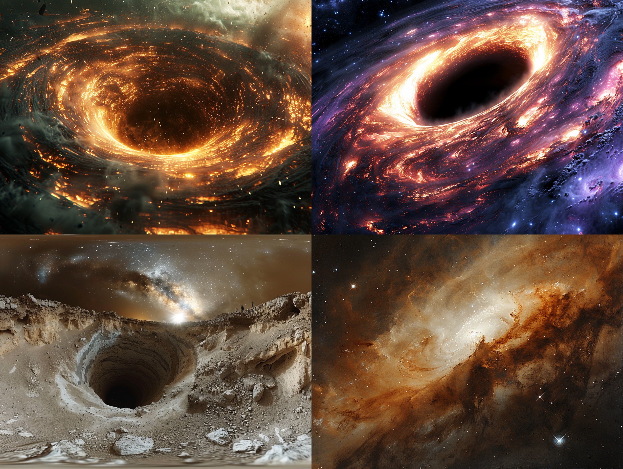 宇宙壮丽景观，苍穹深邃星空，巨大白洞辉映，璀璨光芒映衬，虚实交错，神秘莫测，科幻风格，超广角镜头，夜景模式，明亮灯光，仰视角度，震撼情感。