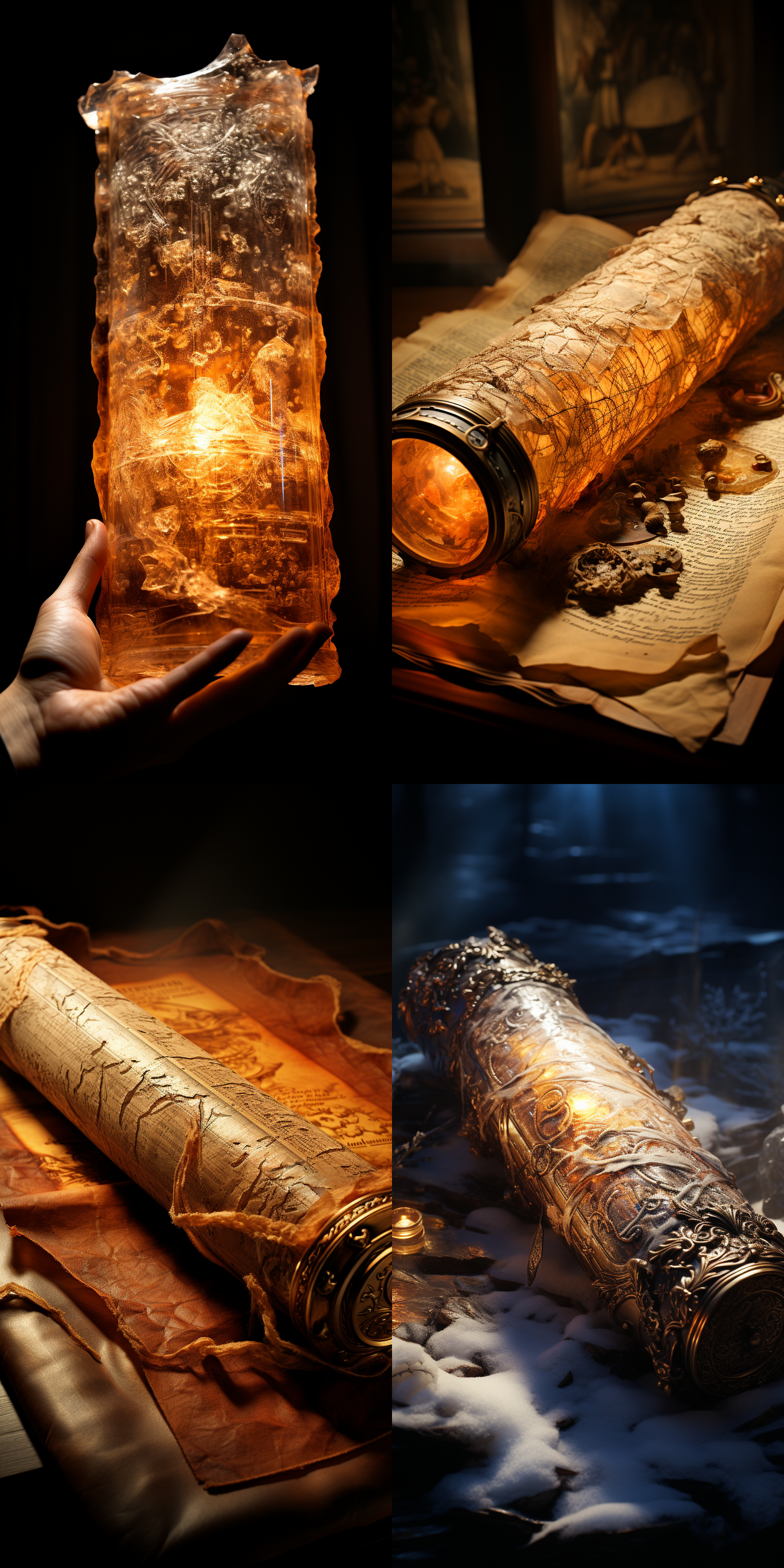 你是一名神秘的知名摄影师，透过冰层拍摄了一张高清的魔法羊皮卷手抄本照片，照片呈现的是*万年冰层中的一册翻开着的古代羊皮卷书，#略有损坏的羊皮卷翻到的那页#，#显示着召唤大天使的魔法阵和咒语#，羊皮卷埋在冰层中羊皮被瞬间冻住的效果*，特写，写实，自然光，严寒，神秘，偶然，超感知，人类禁区，窥探神迹，胶卷照片质感。