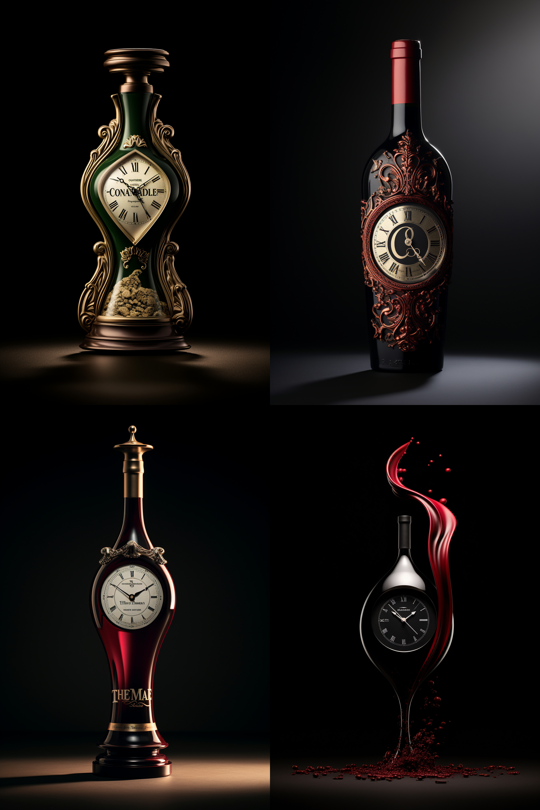 logo设计，红酒的瓶子形状，time的英文结合，c4d