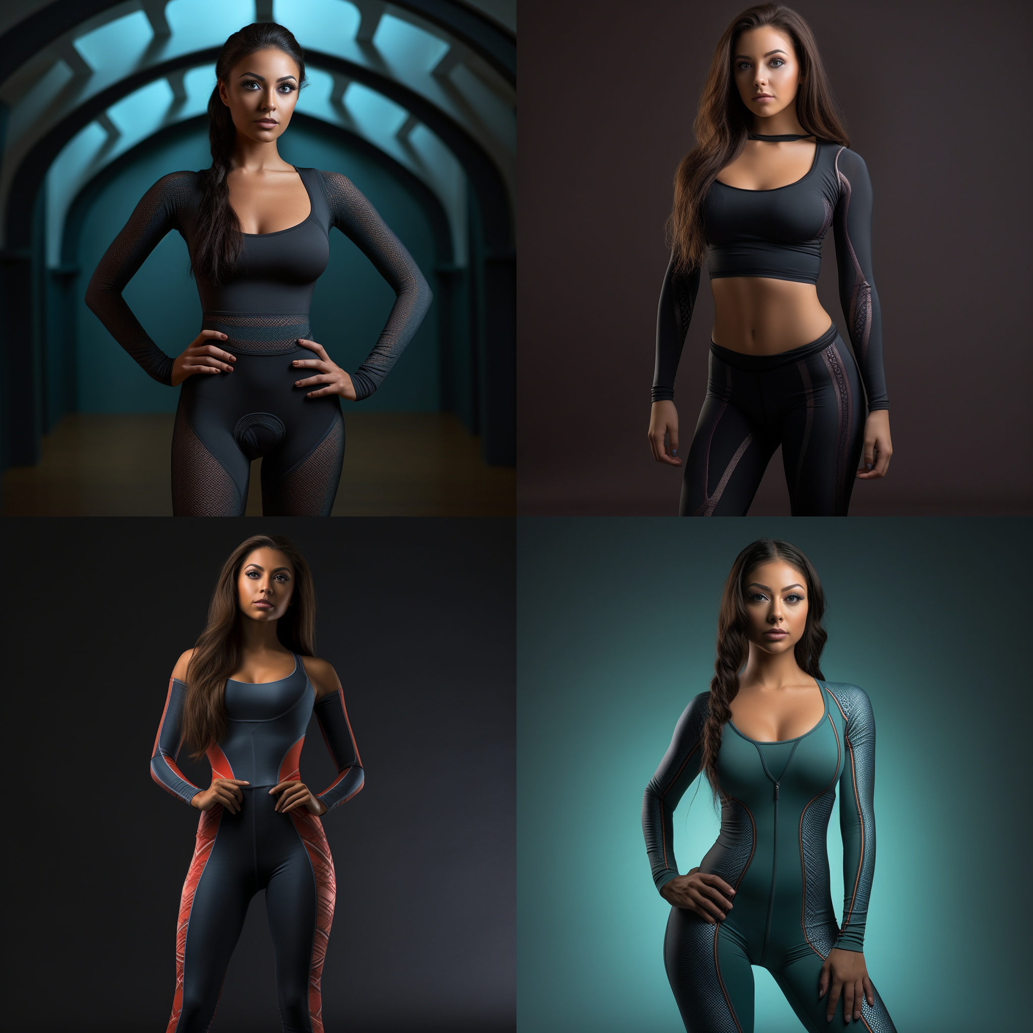 漂亮的女模特身着紧身瑜珈服