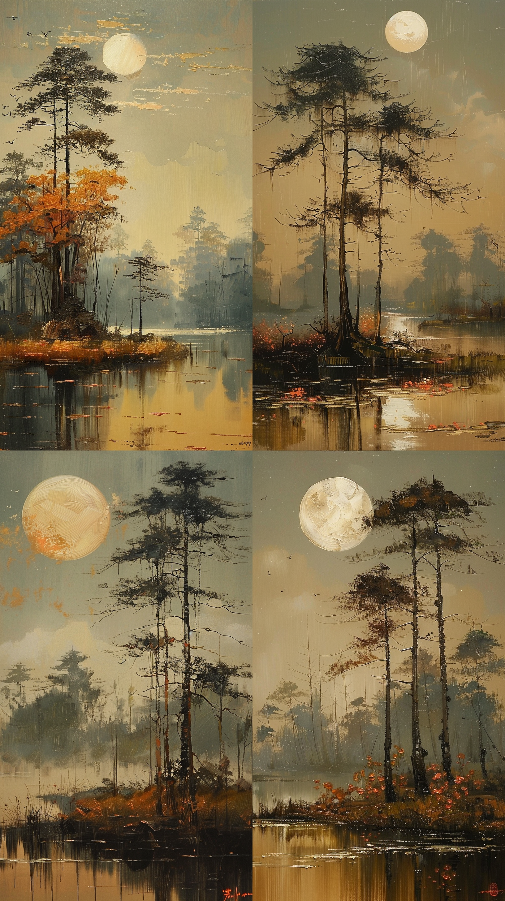 一幅中国风油画，中国风油画，暖色调，广角镜头，侧光，神秘，悠远，壮丽，庄严。