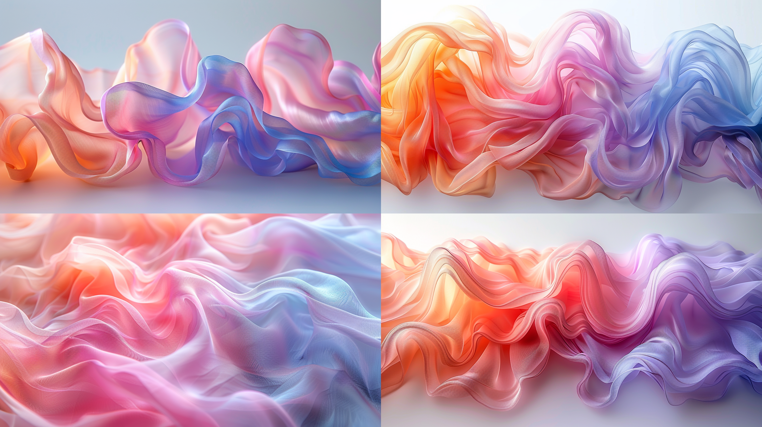 飘带底纹底图，白色背景，线条细致，温和的颜色从小到大，像风吹起来样子。