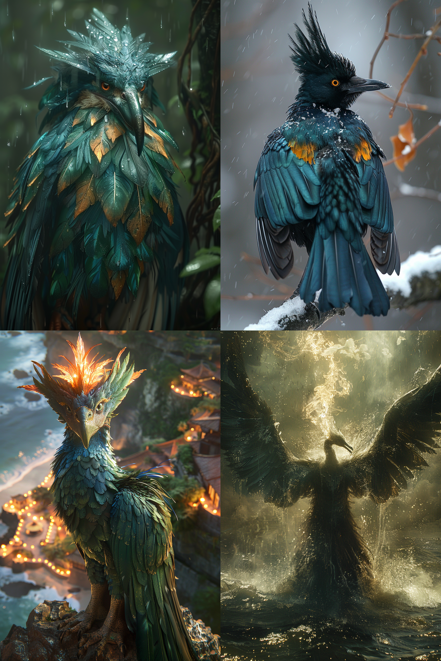 精卫在海边扑腾着翅膀，长焦距突出神态和美丽的日出。青绿色羽毛和锋利鸟嘴让人想起传说。海浪流动，鸟儿翅膀扇动中透露自由和无畏。