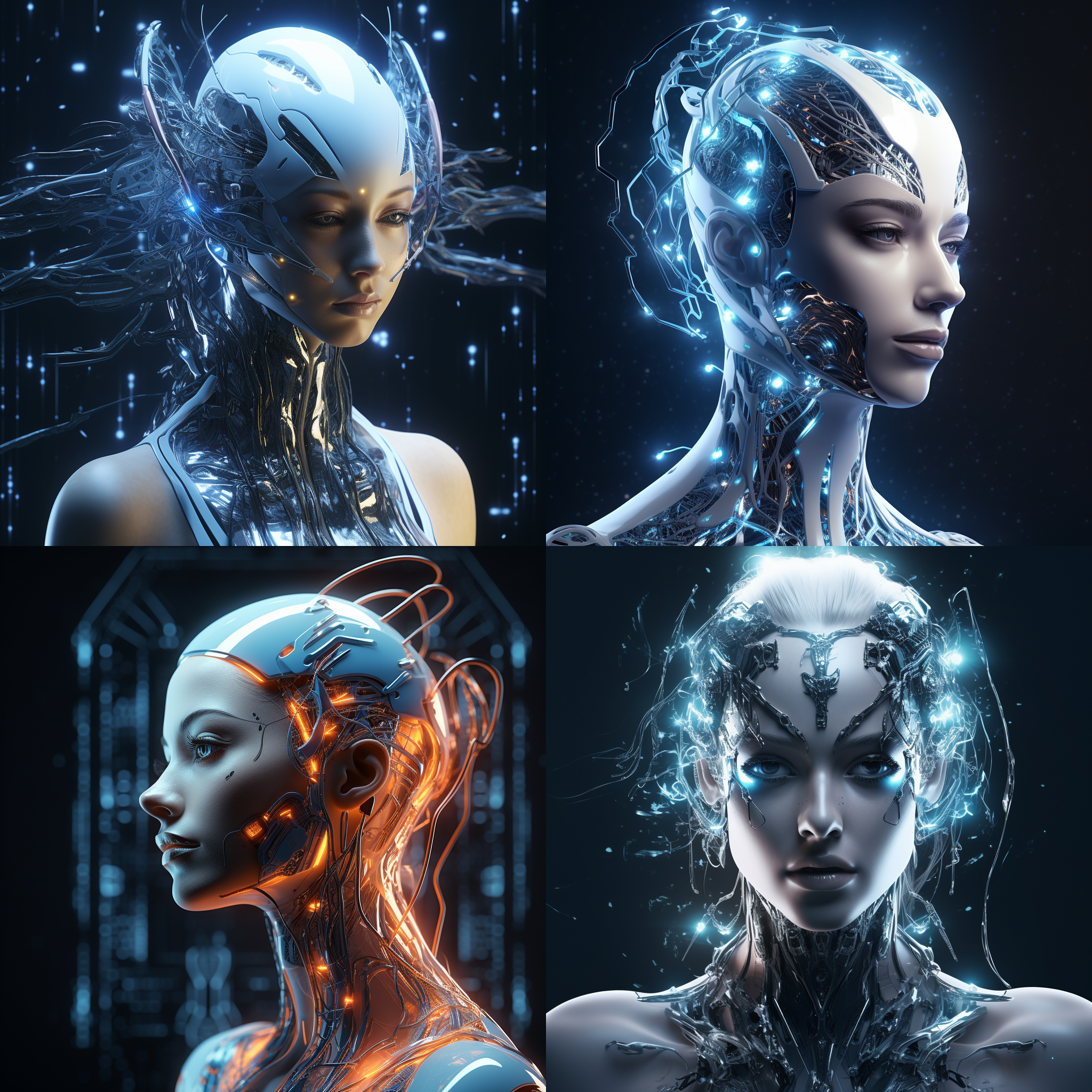 科幻人物，线条组成人物，发光，科技感，人工智能，高清16k