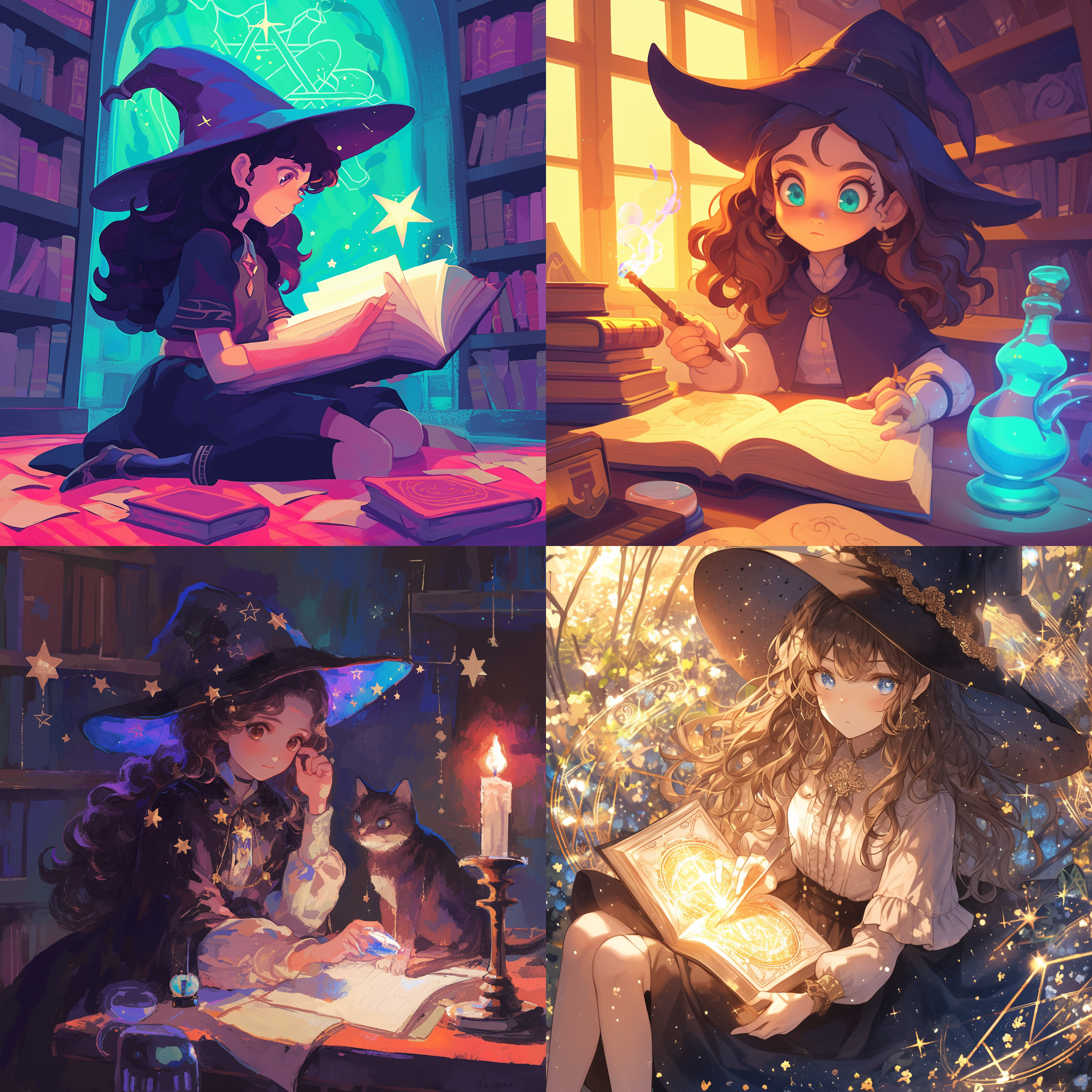 一个小女孩在学习魔法