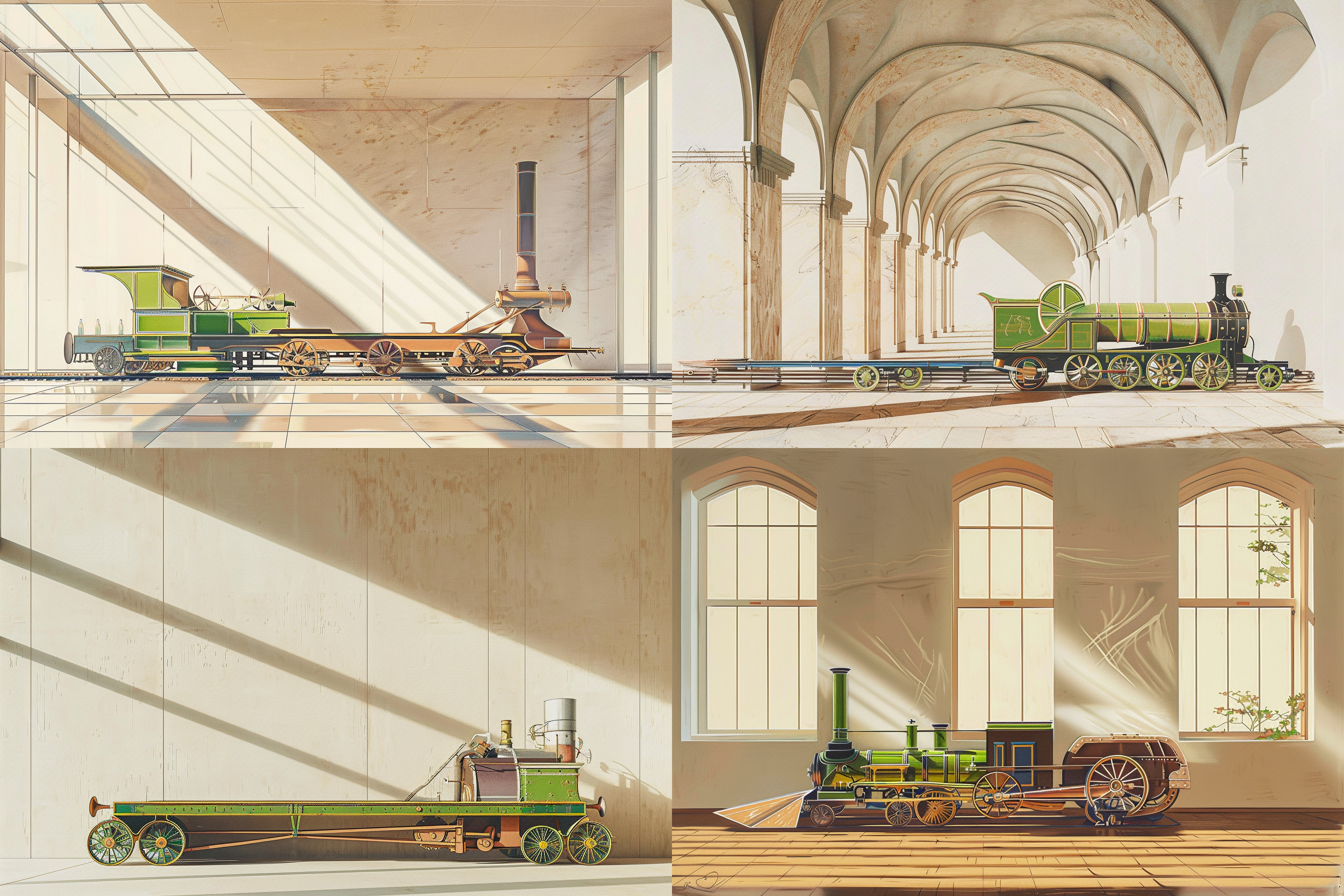 美丽光影，两点透视，简洁干净，空旷明亮，corona渲染，3:4纵横比，100风格化