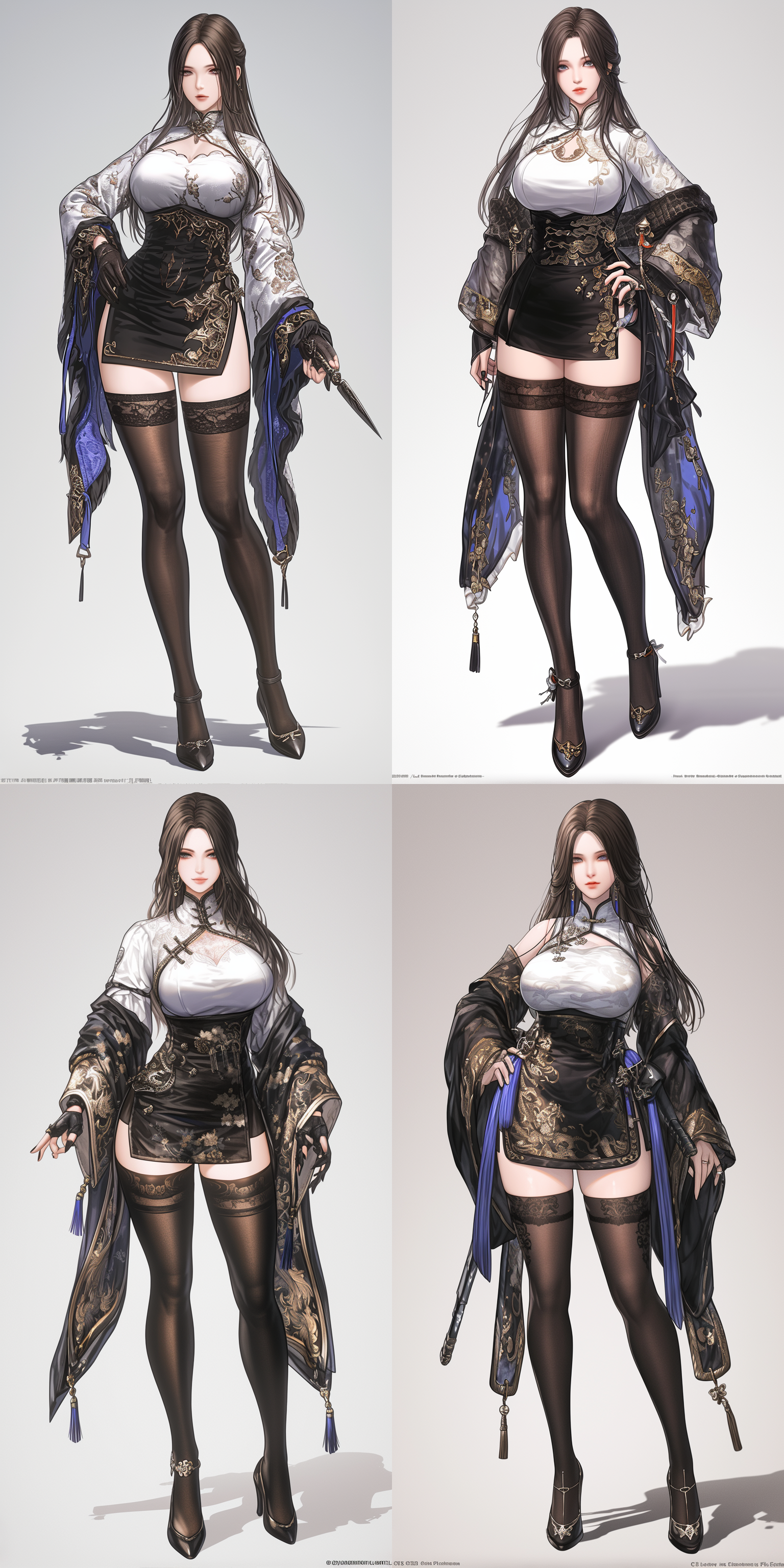 人偶，women，歌女，旗袍，发髻，精美的发钗，黑色丝袜，高跟鞋，歌剧舞台，全身，真实比例，阴暗的色调，邪恶的气质，6k 虚幻引擎 三维 oc渲染器