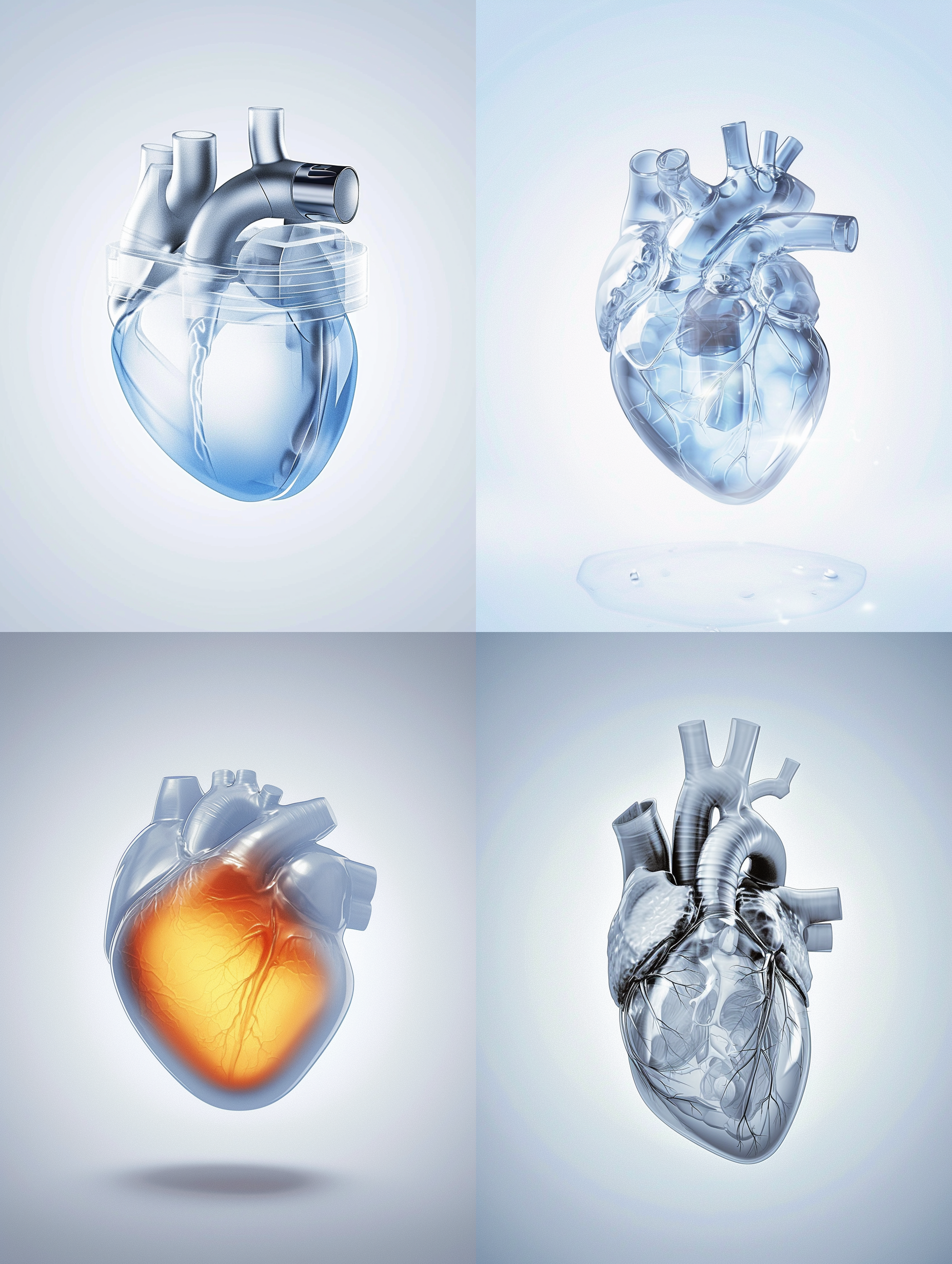 心脏，全息的，欧普雷（可能是品牌名或其他特定名称），光滑表面，多彩透明塑料，由迪特·拉姆斯设计，高细节，4k，工业设计，白色背景，实心，轮廓，光滑的玻璃厚度，工作室照明，4k