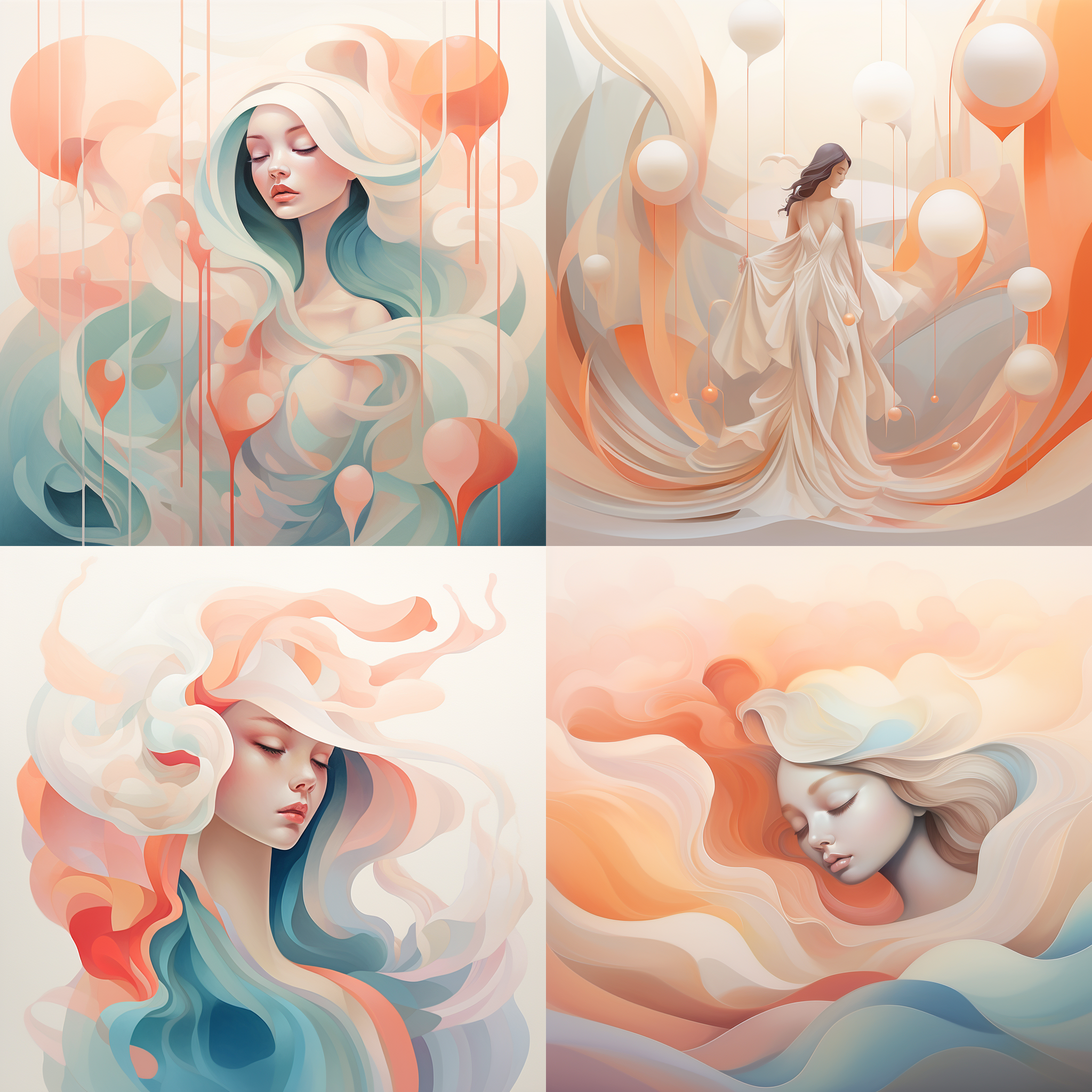 抽象绘画，amy sol 风格，光的抽象封面艺术，简约矢量艺术，当代中国艺术，色彩渐变，柔和调色板，分层形式，幻想动画，风格空灵抽象。