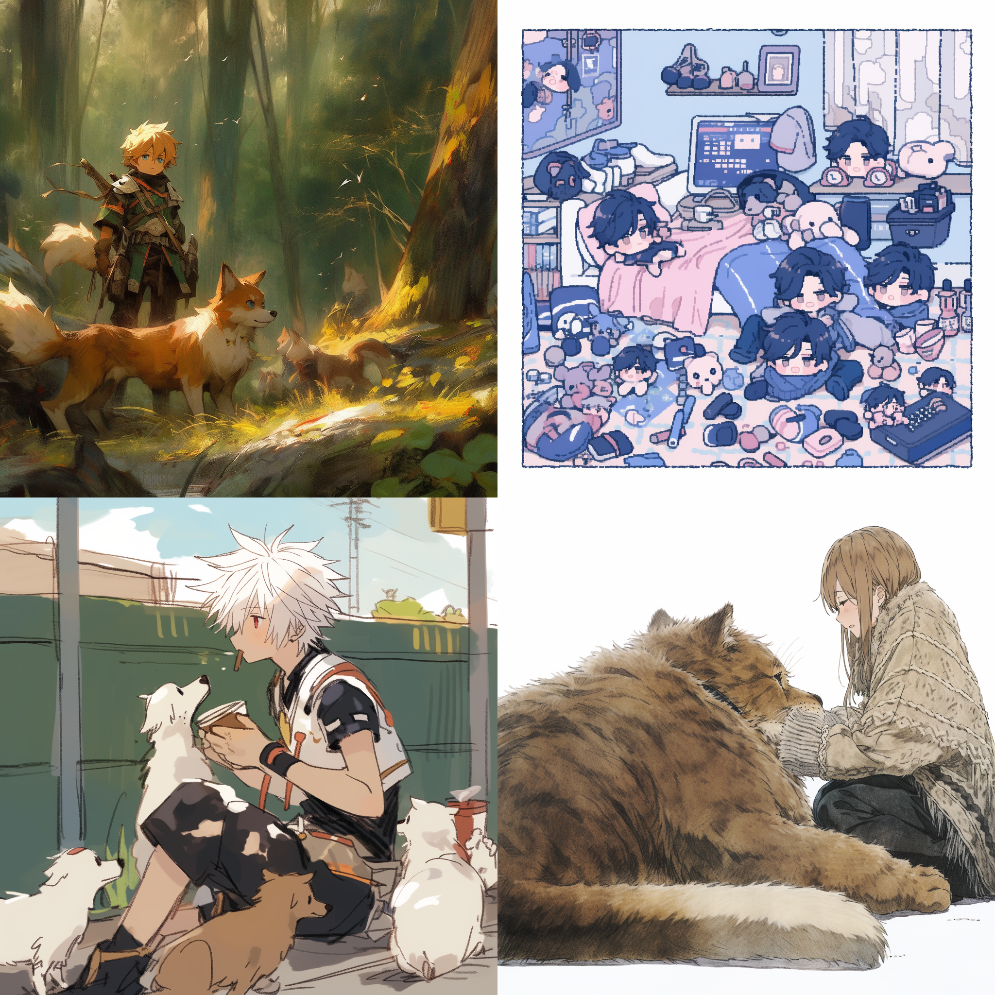 小男孩伸手拿东西，猫