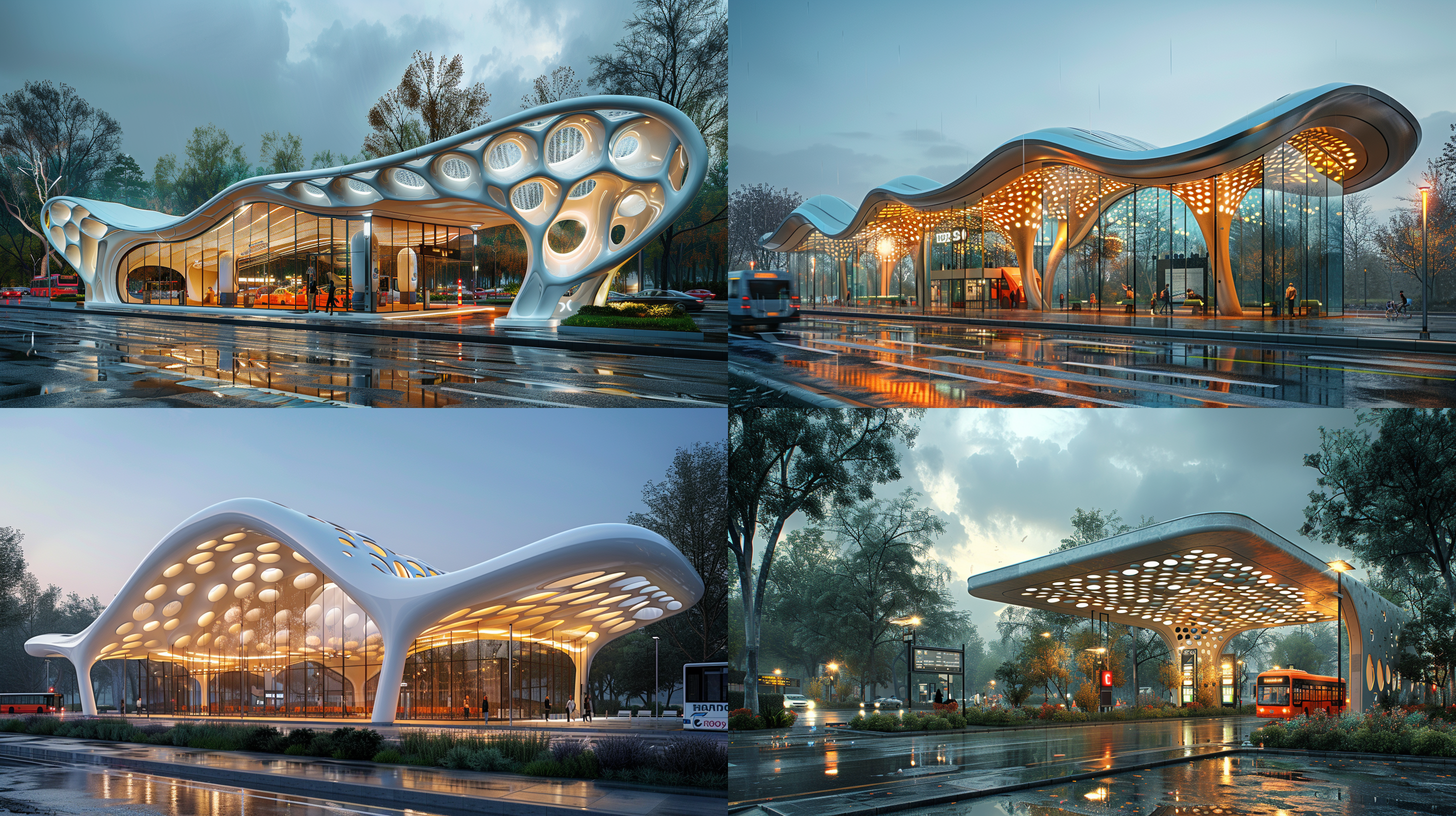 waffle steel structure bus station