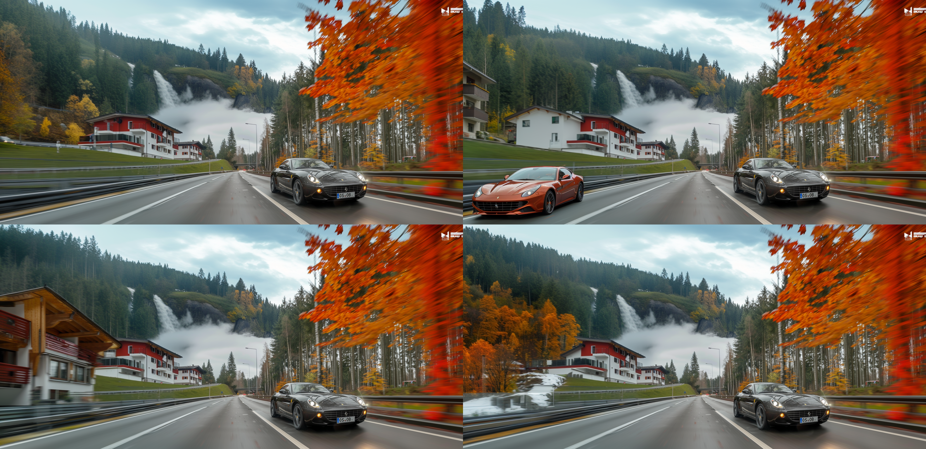 广角摄影 高速公路 driving habits on the right 飞驰的法拉利 红色 唯美 超真实