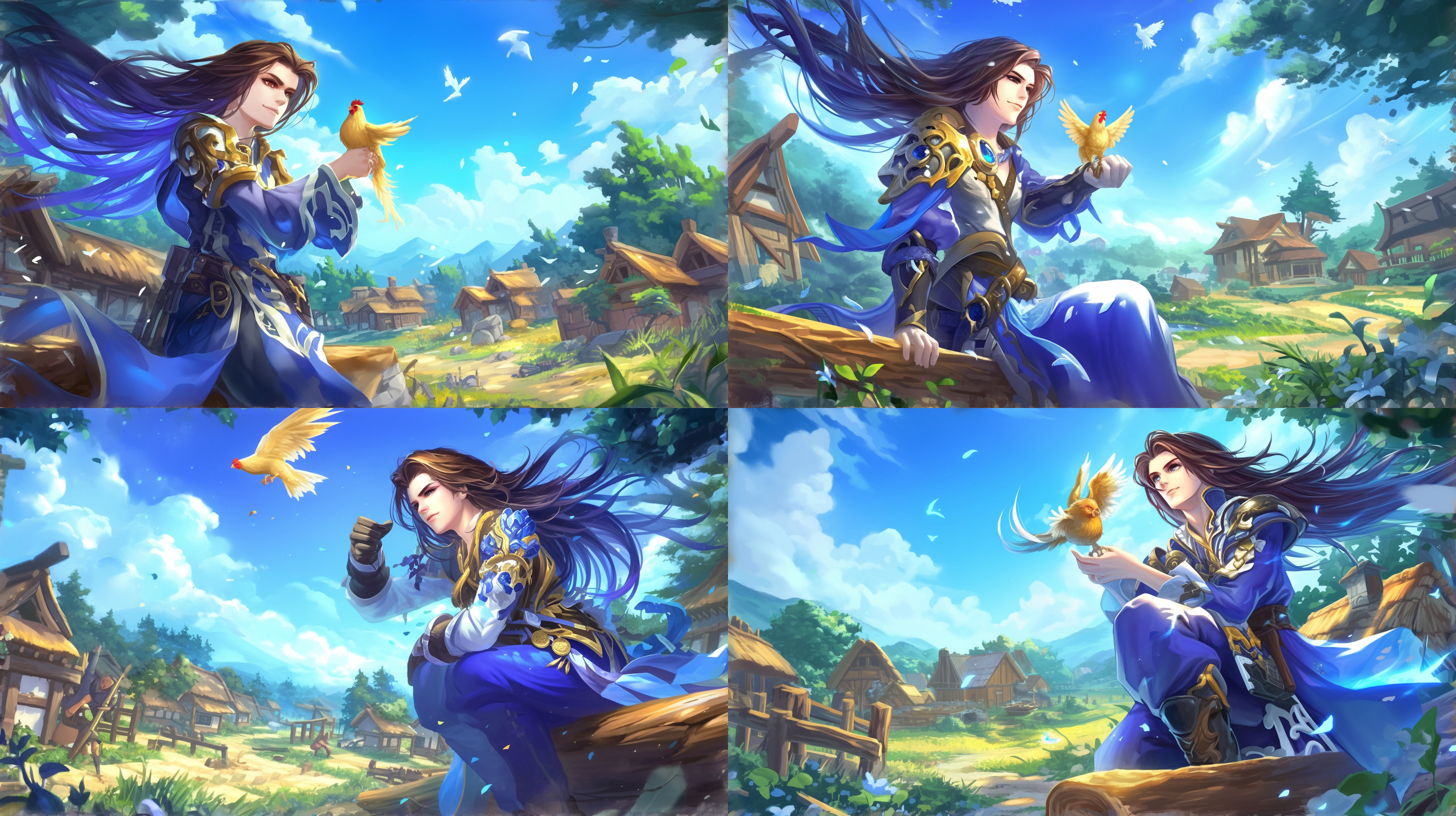 清晨村庄：阳光斜照，映照出宁静的村庄，鸡鸣狗吠，人们开始忙碌新的一天，生活在和谐与平稳中。