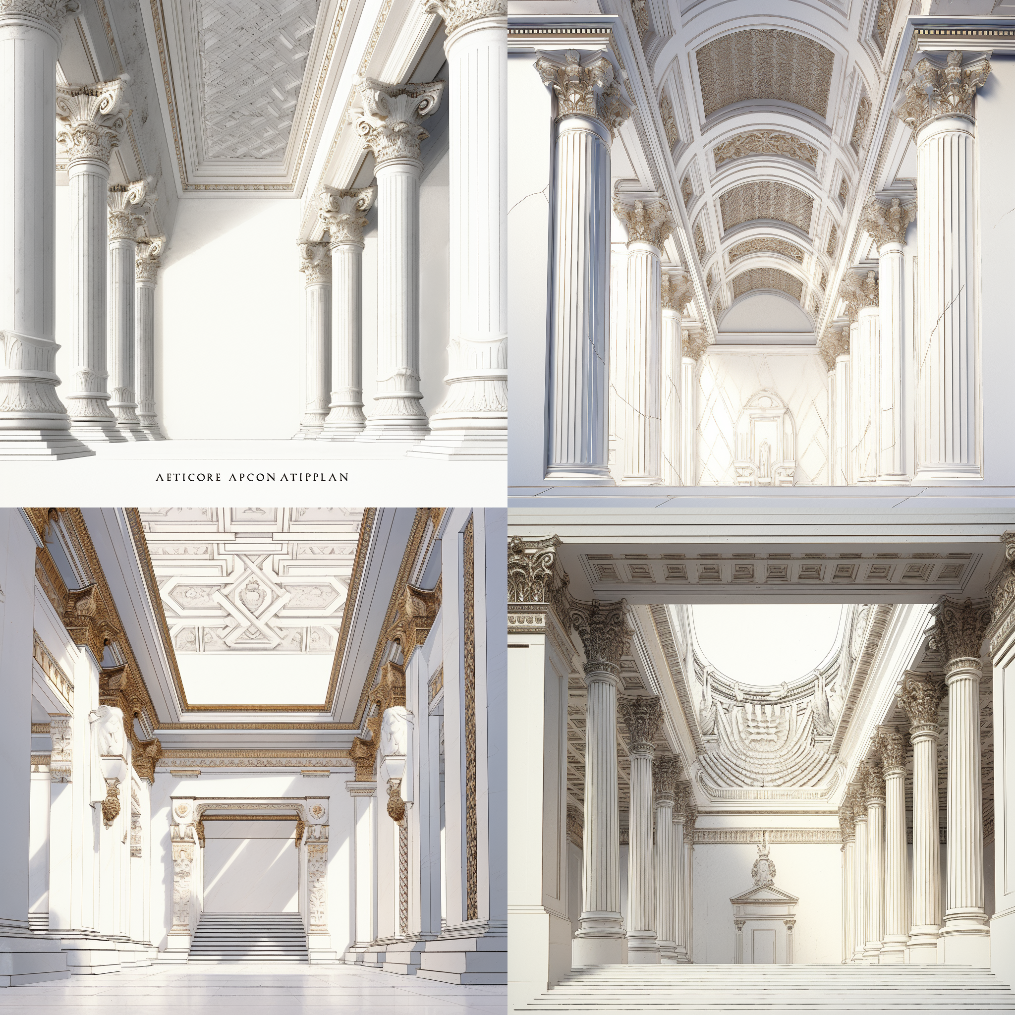 明亮，古典主义，大理石石材，美丽光影，两点透视，简洁干净，空旷明亮，corona渲染，3:4纵横比