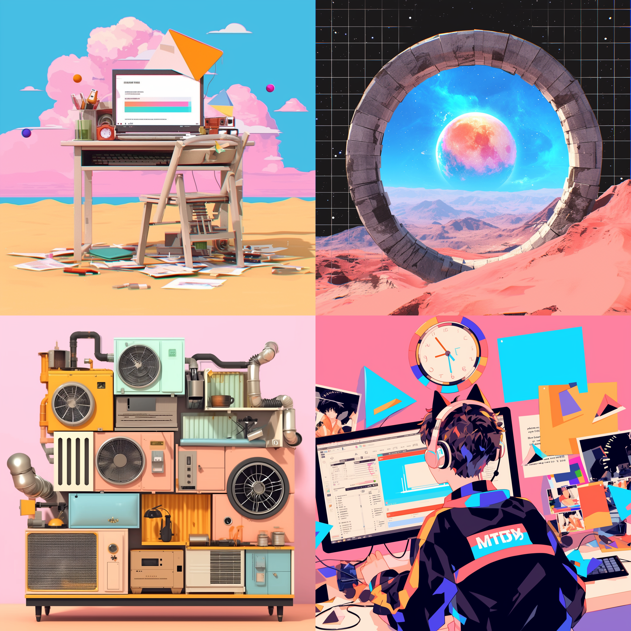 蒸汽波背景，vimeo 上的特色，灵感来自 charles fremont conner，可爱！ c4d、90 年代 mtv 插图、mooc、instagram 亮点、机智、准确的图像、墙壁是粉红色的、美索不达米亚、科学家、严谨、cgsociety 9、连通性、'9 0 s