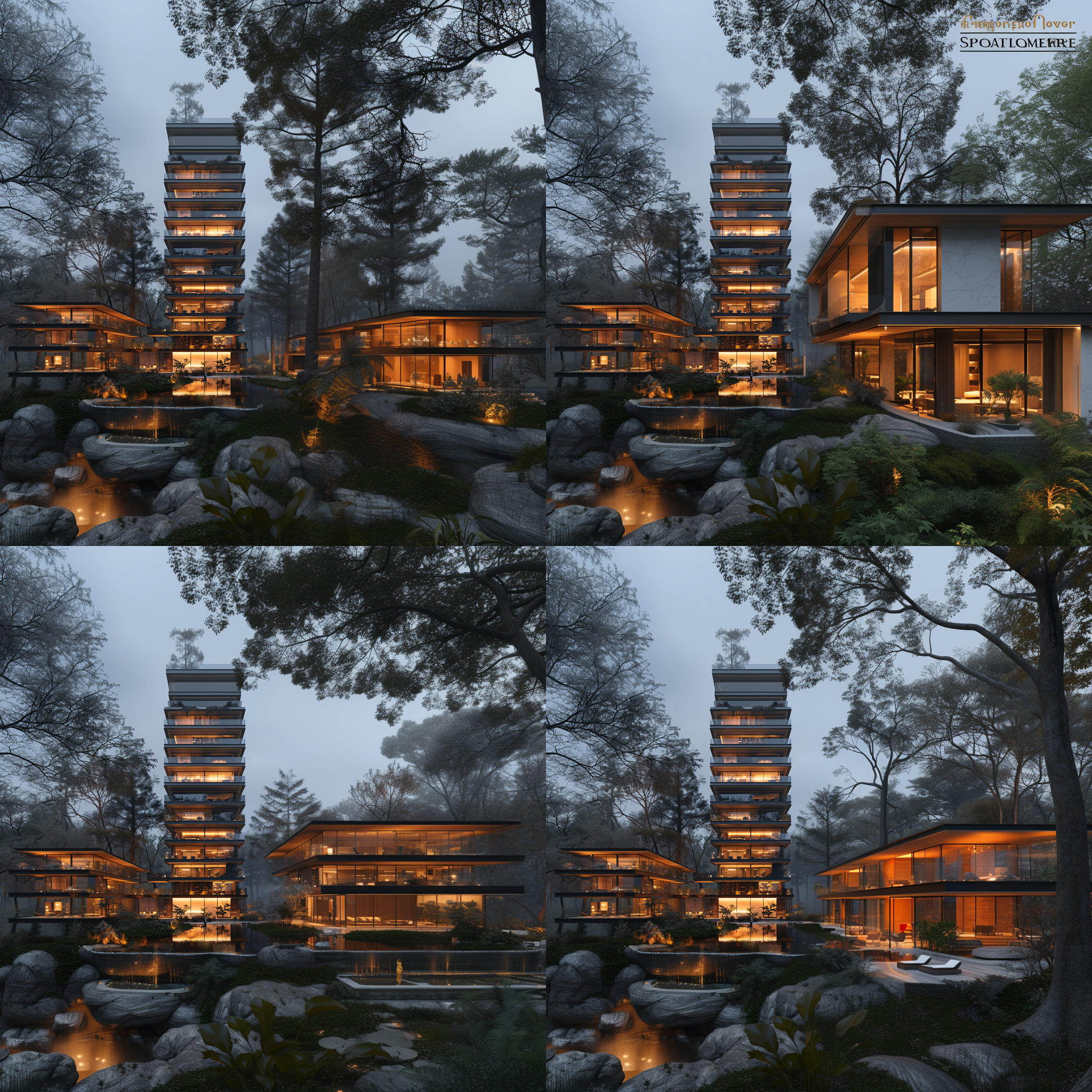 elevation render illutration of a high buliding sunning