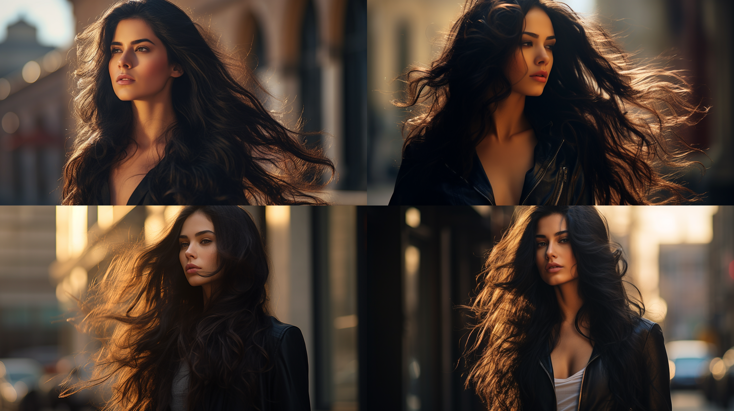 street style photography, stunning beauty, long black hair, s-shaped figure, proud upper girt, elegance, confidence, three-part composition, side shot, focus, backlight, edge light, rembrandt lighting, sunny day, dslr, extremely detailed, expressive, ultra hd
