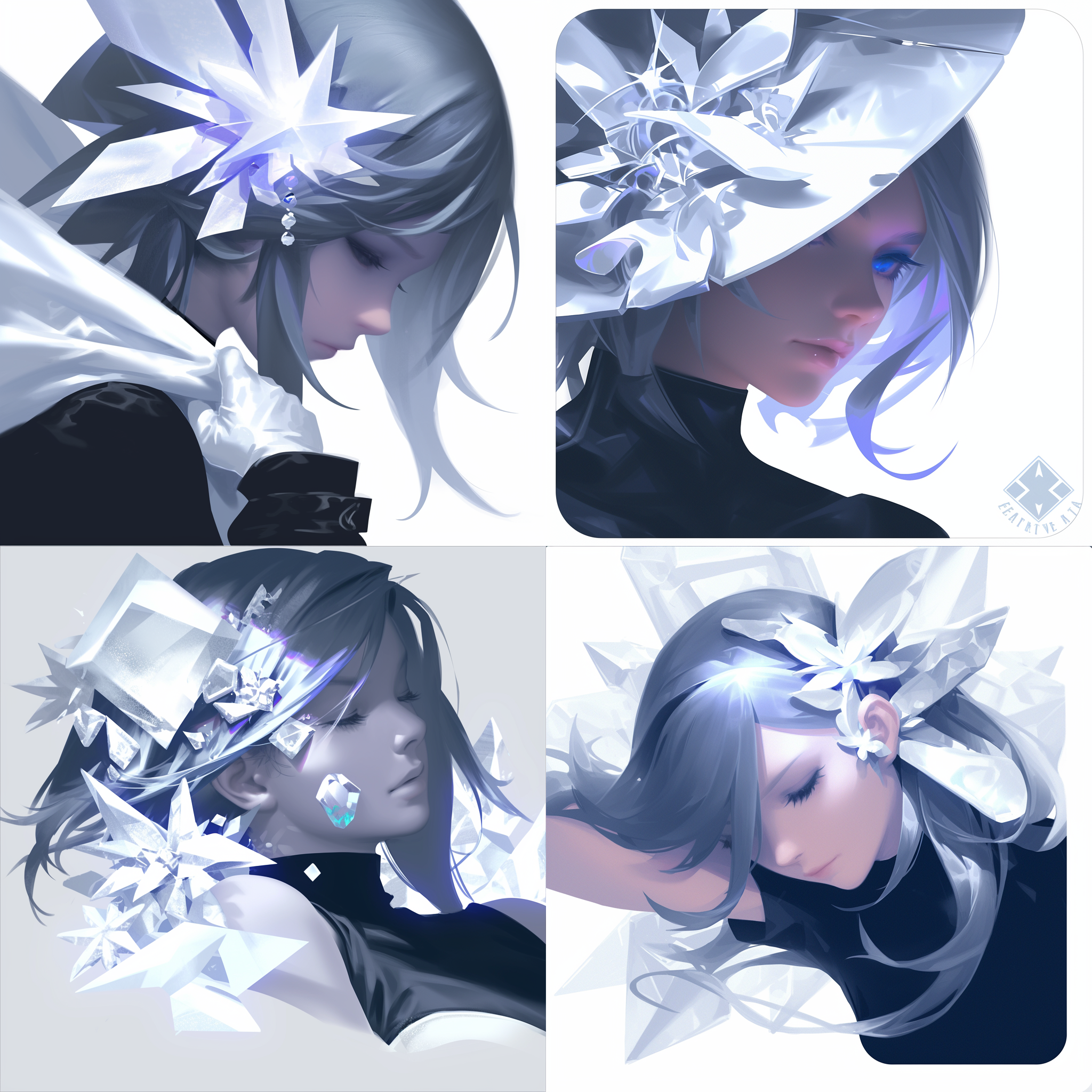 银色材质，二次元，无场景，精致的 动画艺术