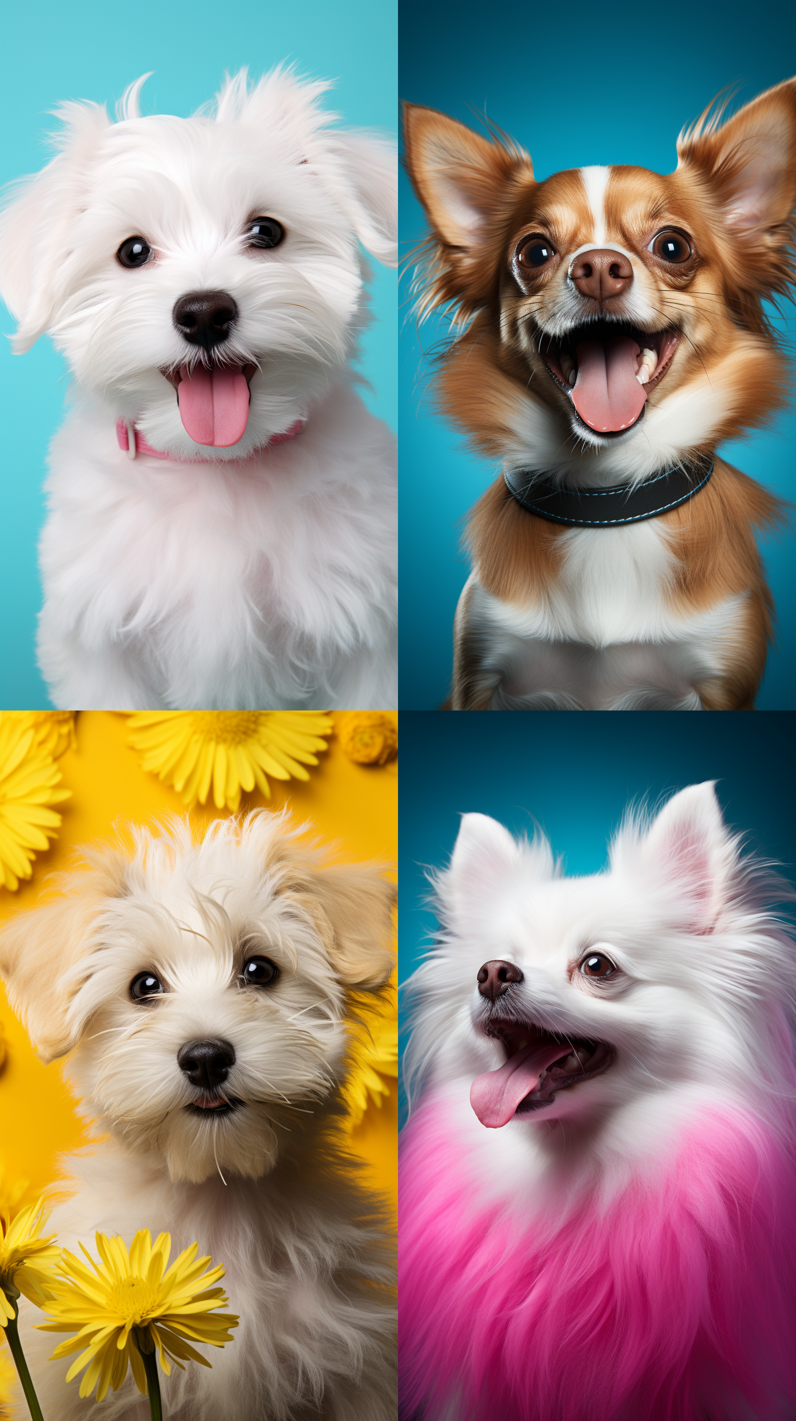 潦草小狗，简约背景，中心构图，肖像模式，快门优先模式，柔和光线，生动表情，可爱特写，微笑，明亮色调，温馨情感。