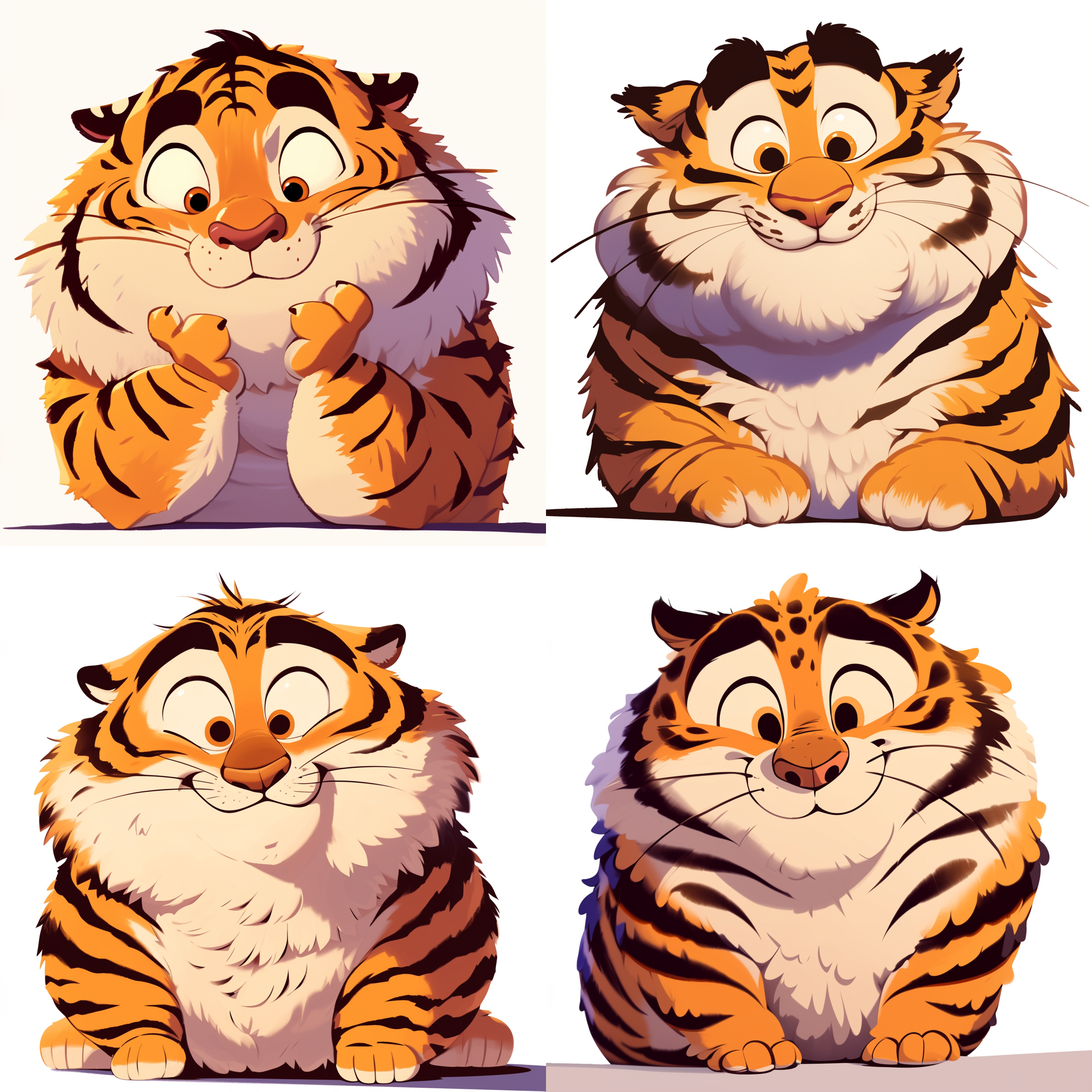 小老虎微笑的插画肖像,对称构图,柔和色调,水彩笔触,可爱表情,大眼睛,毛茸茸,温馨,童趣,天真