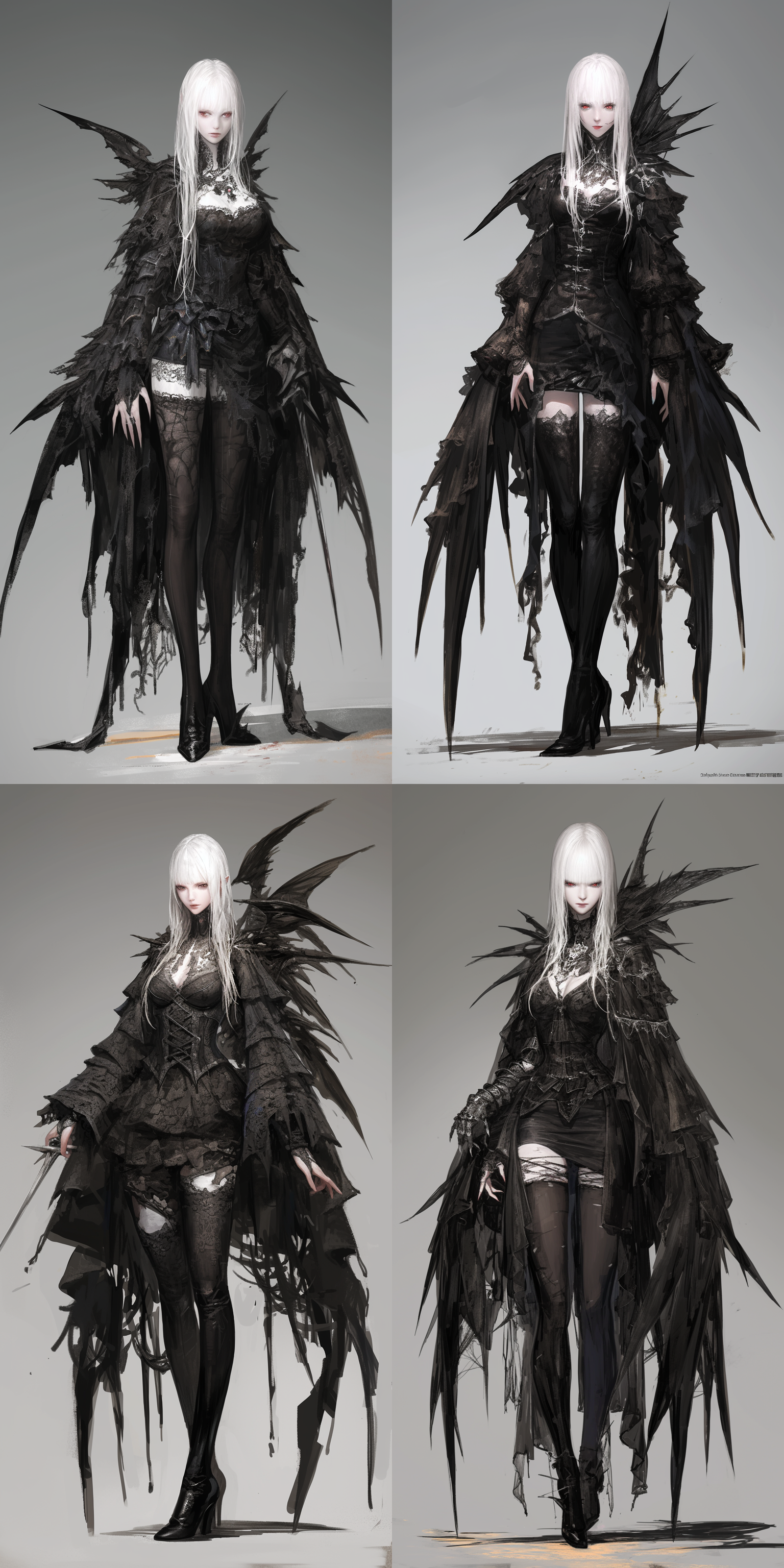 vampire，women，红色眼睛，白色头发，细剑，盔甲，裙子，黑色丝袜，高跟鞋，哥特城堡背景，奇幻，真实比例，6k 虚幻引擎 三维 oc渲染器 漫威漫画