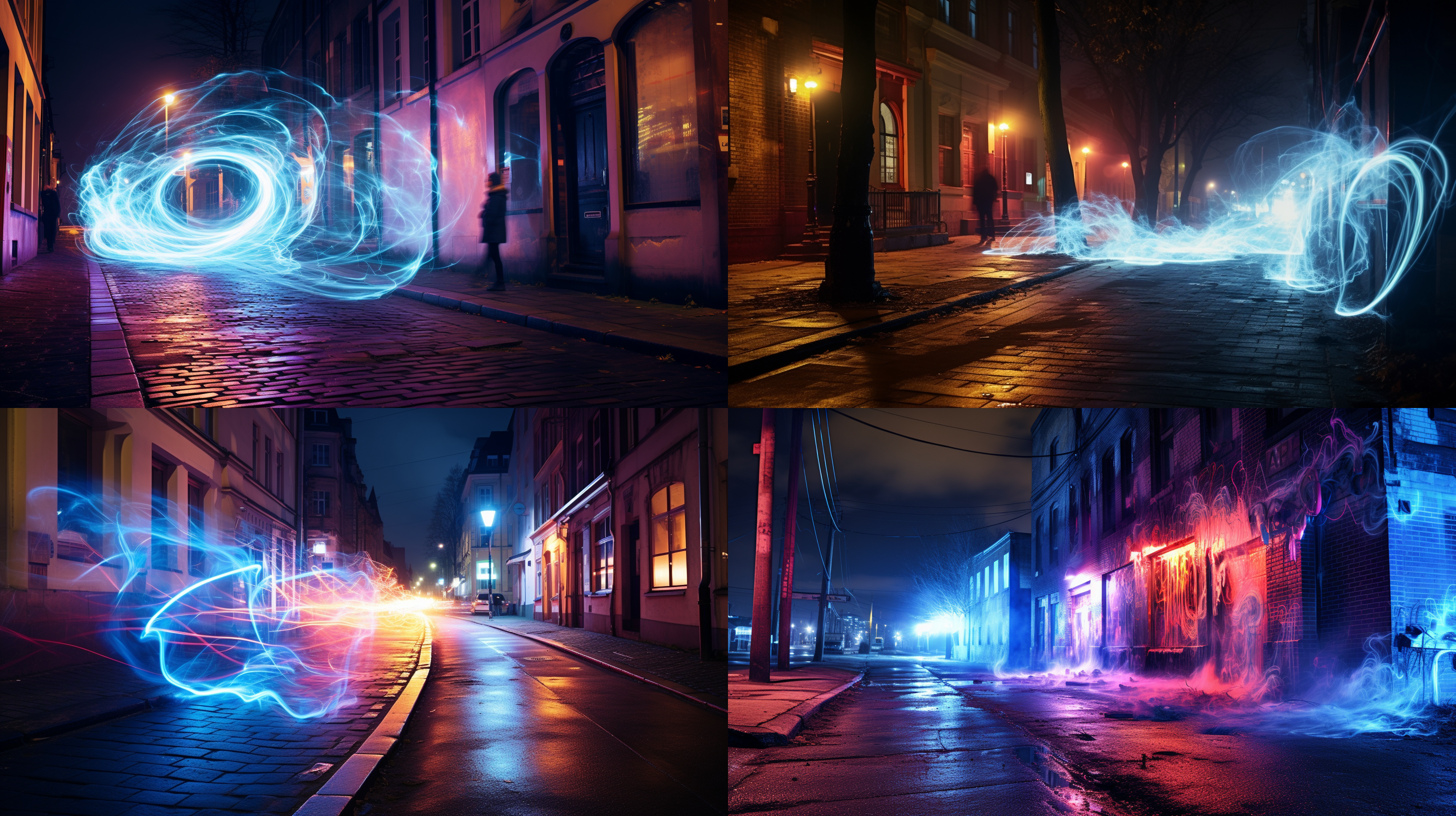 light painting, street night