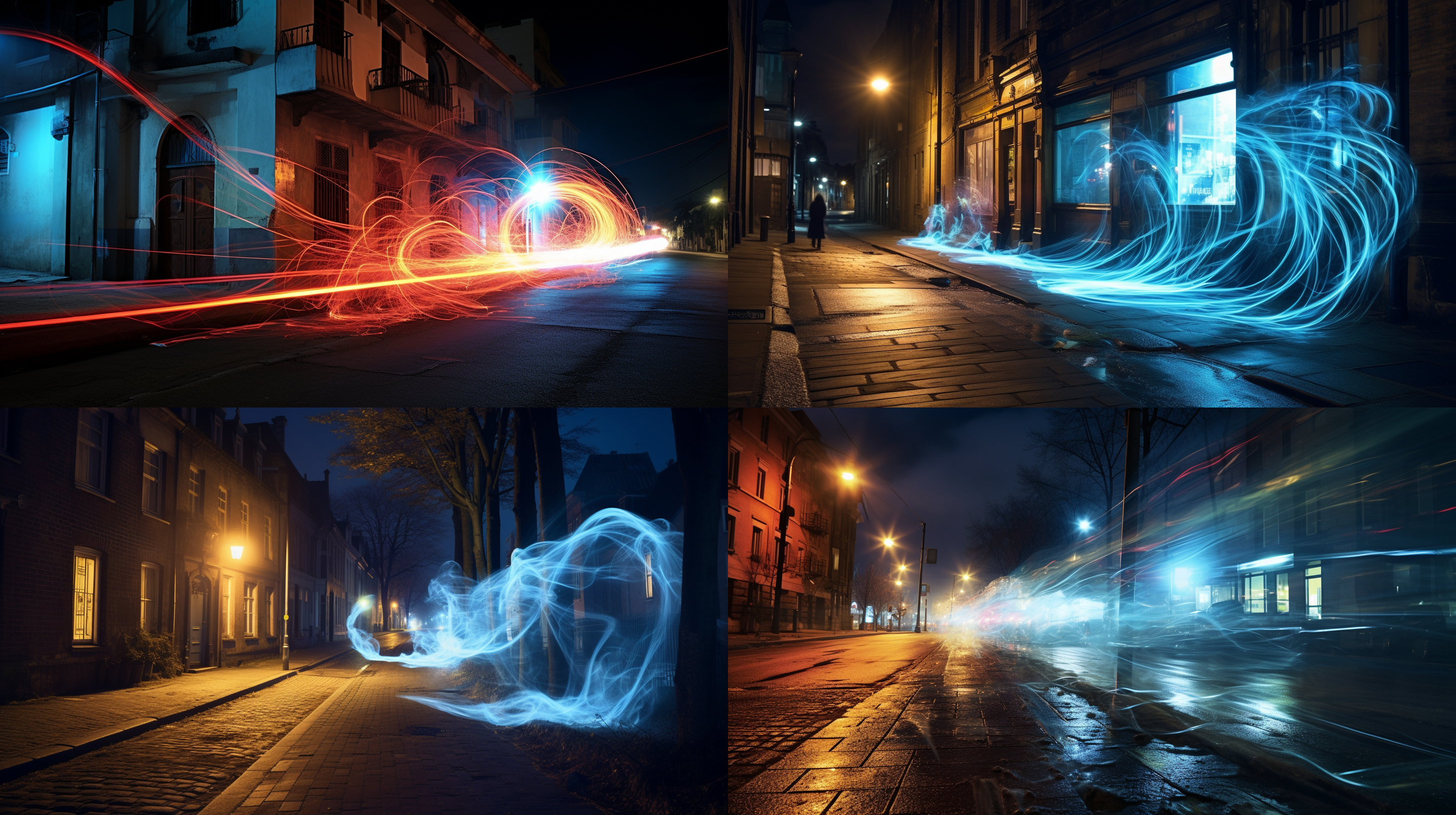 light painting, street night