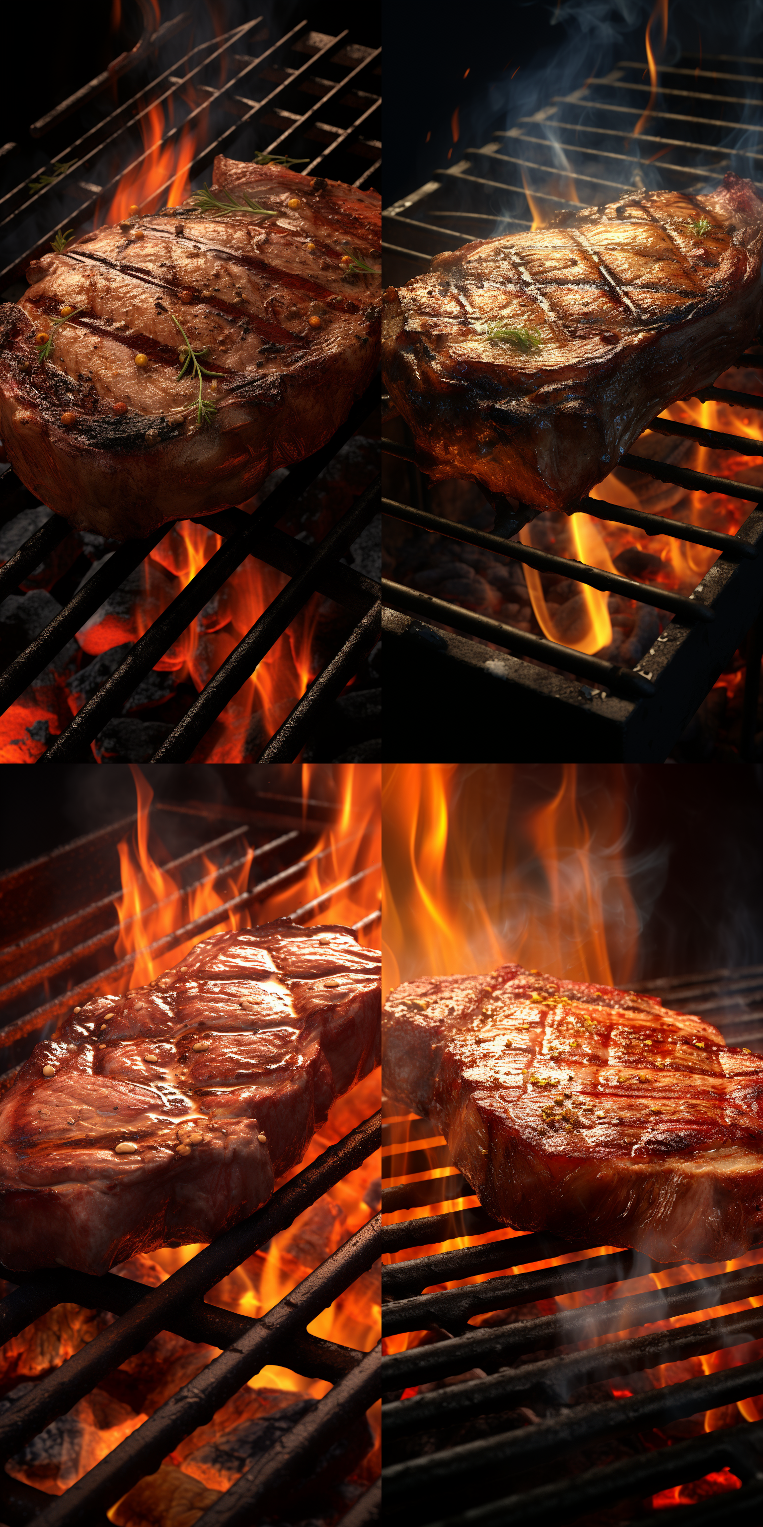 碳烤牛肉，网篦子上的牛肉，焦黄，诱人，3d建模，真实效果，高清晰度，细节丰富，明亮色彩，热情。