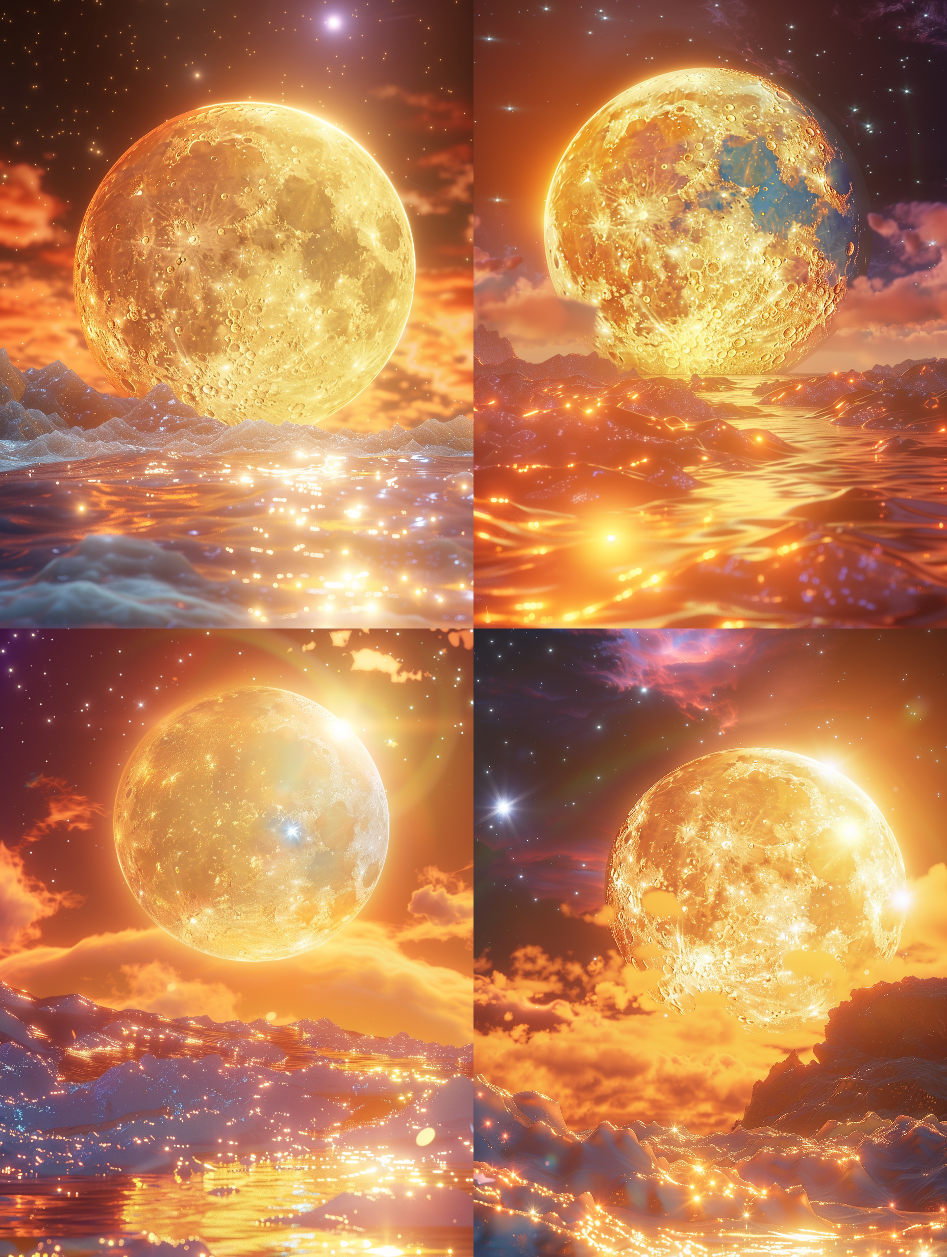 月球表面,缓缓升起,银色光辉,温柔静谧,钻石般闪耀,浪漫梦幻,自然景观,柔和光线,无人机航拍,广角镜头,高清画质,逆光效果,宁静氛围,迷人色彩。