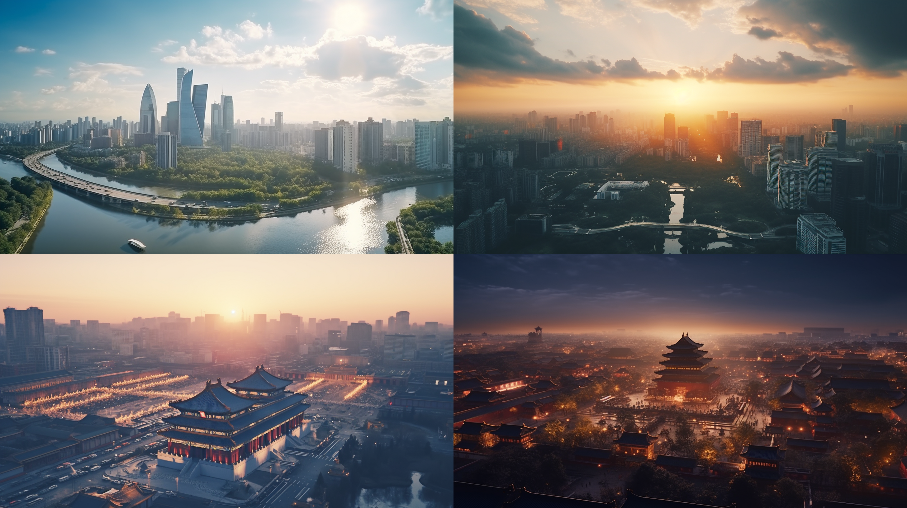 a bird's-eye view of beijing during the republic of china era. high quality and detailed aerial photography, cinematic feel, and bright ancient chinese style lighting