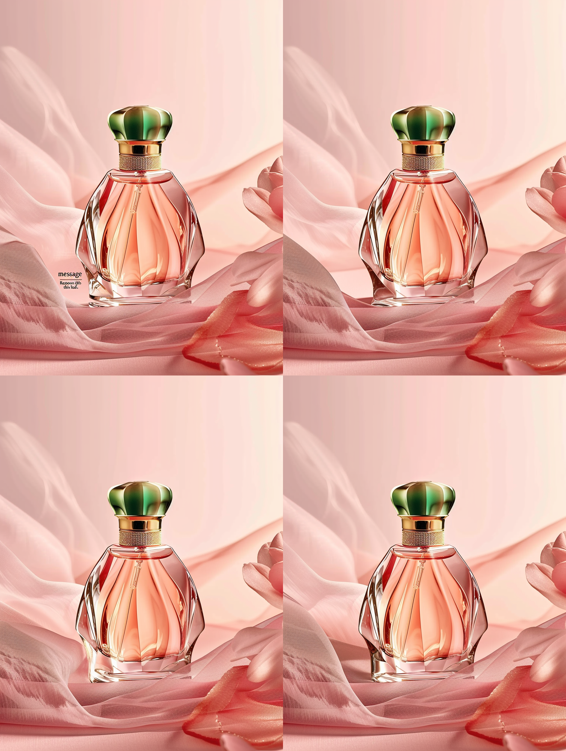 a fragrance bottle lying on a pink background, in the style of light indigo and light emerald, glorious, bugcore, soraya saga, bold curves, eye-catching, hyman bloom