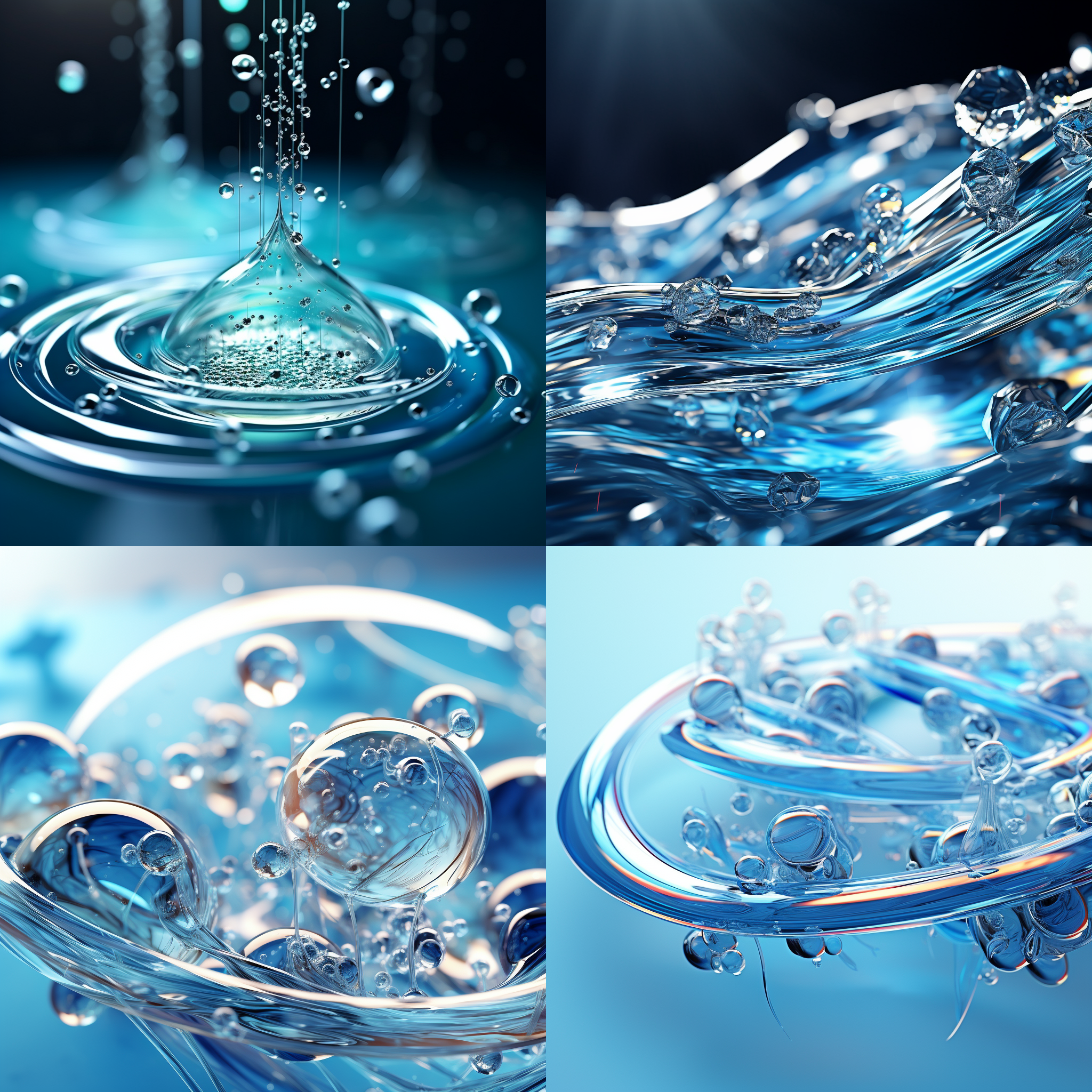 水晶蓝海洋中，一枚闪耀的项链悬浮在清澈水下。极限特写捕捉其细节丰富的珐琅构造。自然光照耀下的纪念品，微距镜头展现超现实主义美感。高调照亮下的极简风格，细致史诗细节。3d建模，c4d渲染，blender技术，高清