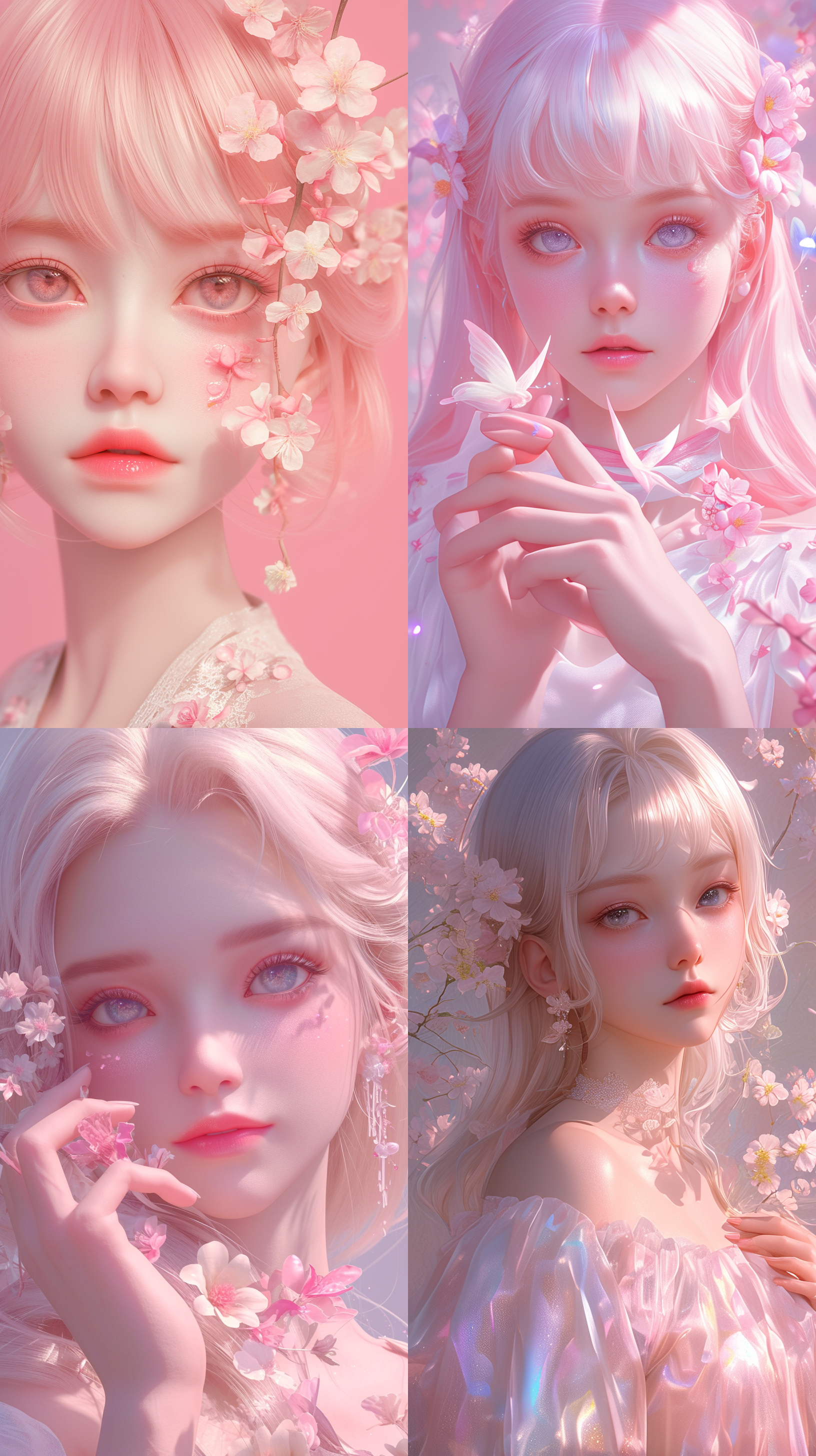 cute anime girl portrait, flora world, pretty make up, aesthetic cute with flutter, qifeng lin, my computer icon, flower, soft colore, pink forest, hyperrealistic image of x, inspired by guan daosheng, summer princess, 3d translucent, oc, blind box, c4d, uhd