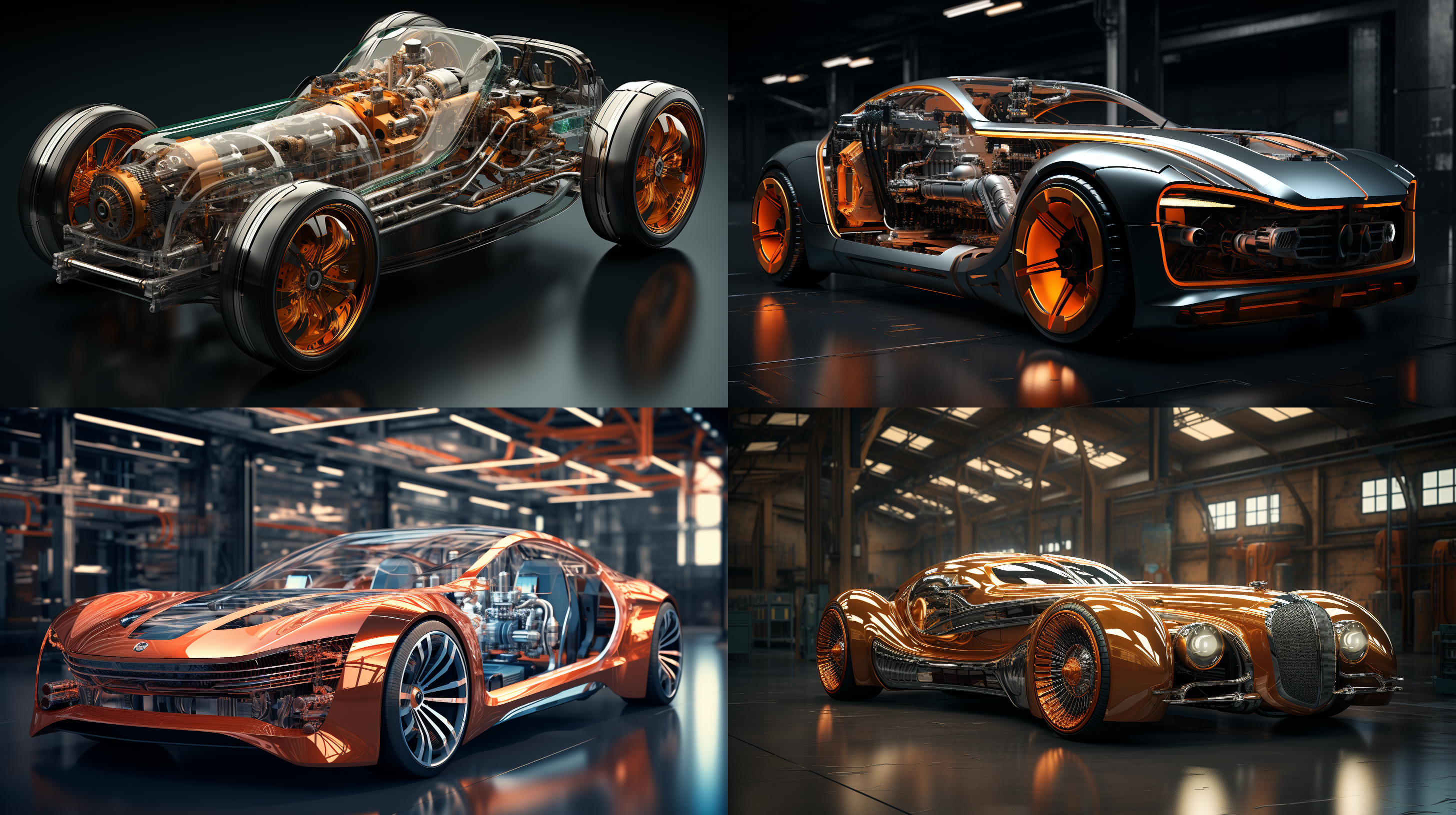 汽车生产，人工智能，c4d，3d质感，细节丰富，