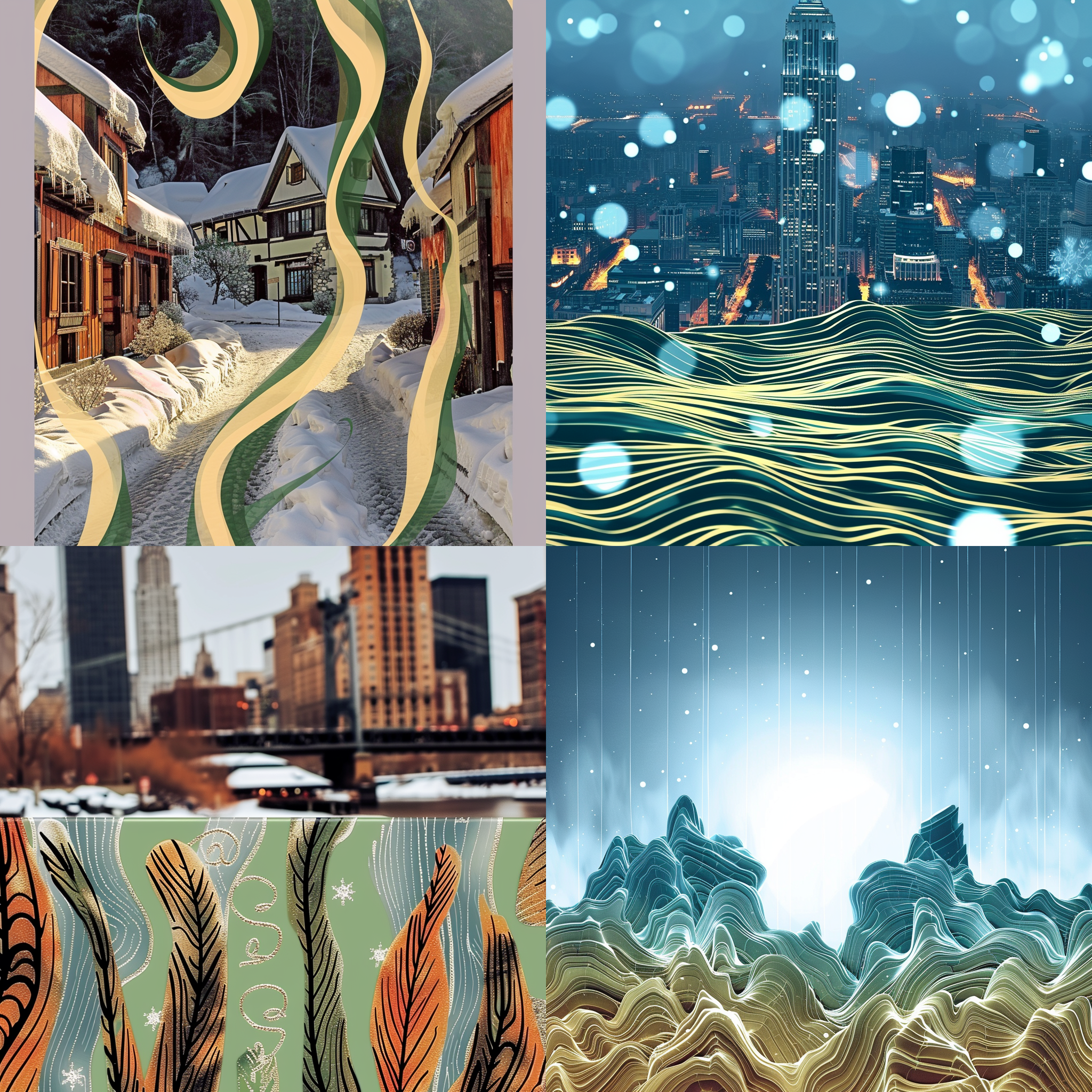 下雪的城市背景，雪花，雪